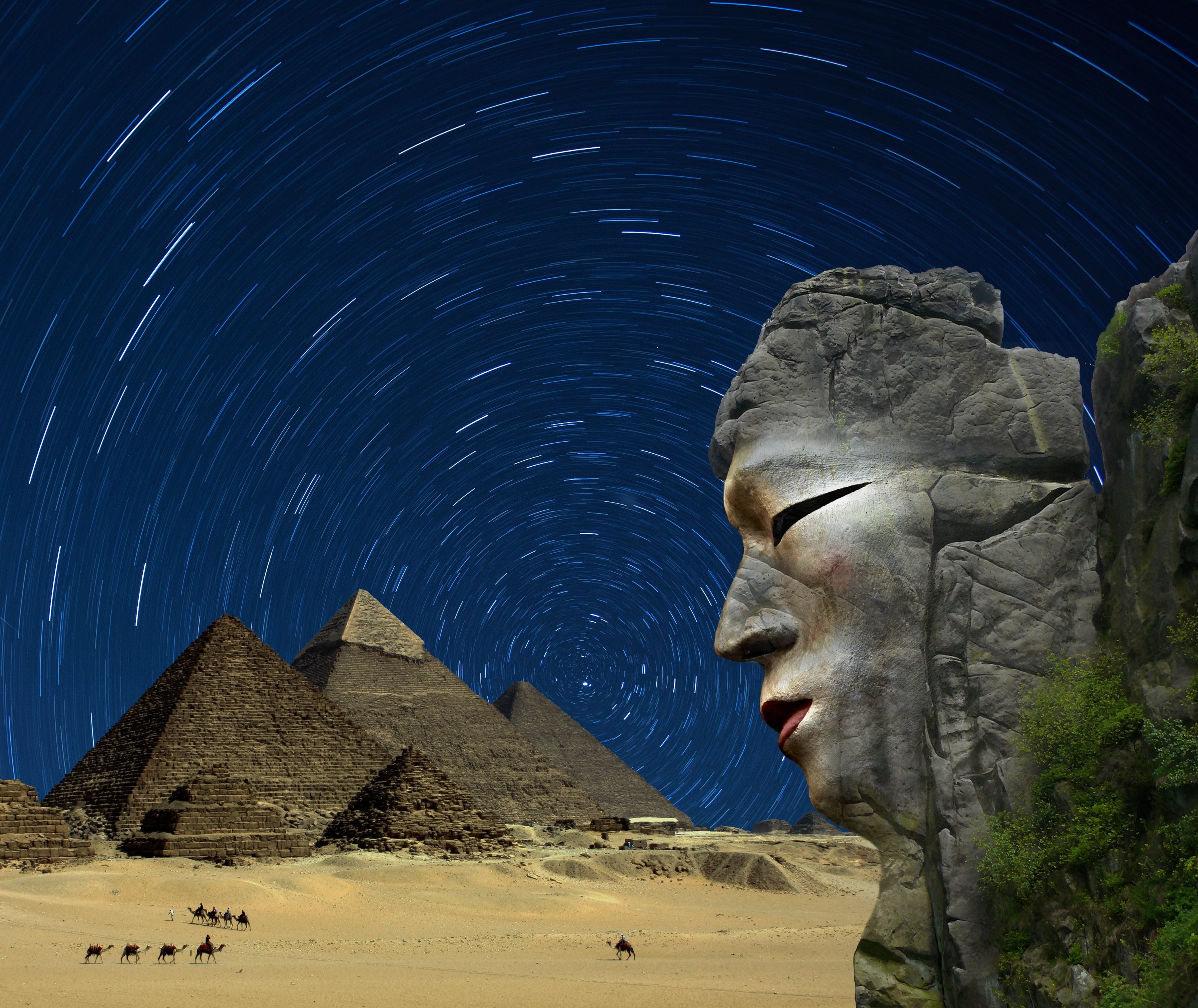 stars, the past, travel destinations, mountain, face, art and craft, statue, sky, star - space, ancient, architecture, history, human representation, 4K, HD Wallpaper