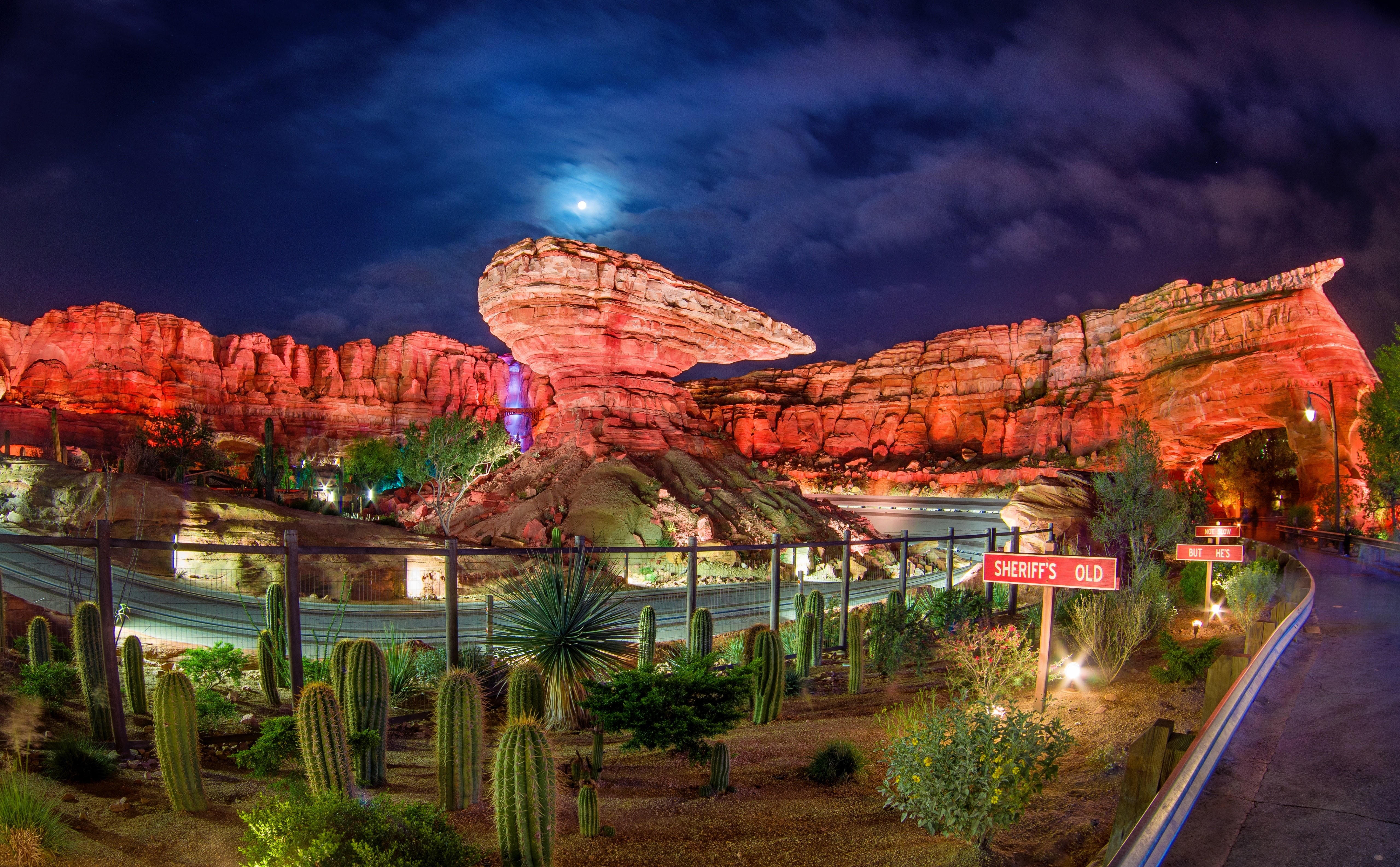 mountain, Disney California Adventure, cloud - sky, land, Disneyland Resort, landmark, California, formation, no people, cars, non-urban scene, built structure, HD Wallpaper