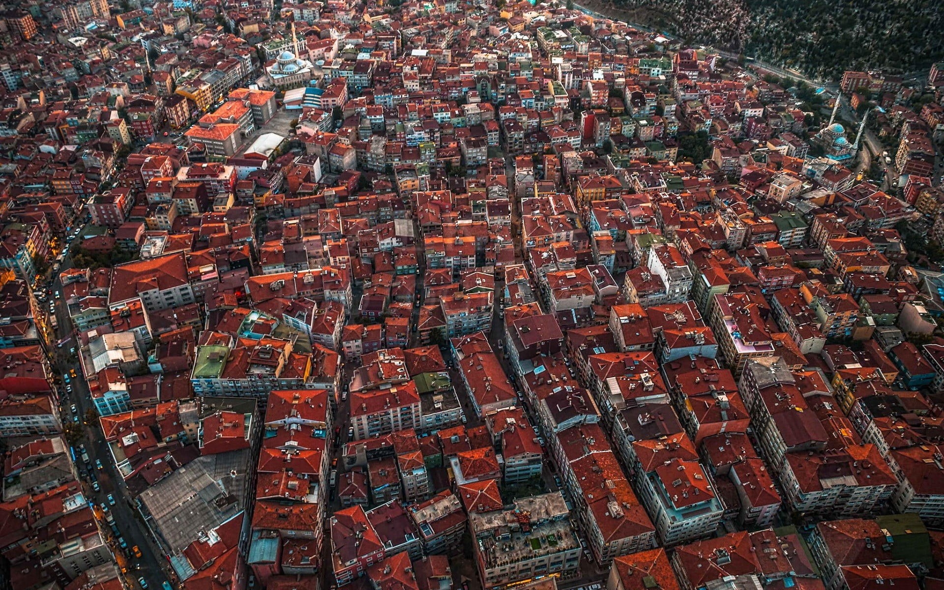cityscape, town, architecture, city, Istanbul, development, 1080P, no people, high Angle View, Turkey, building, nature, built Structure, street, urban Scene, HD Wallpaper