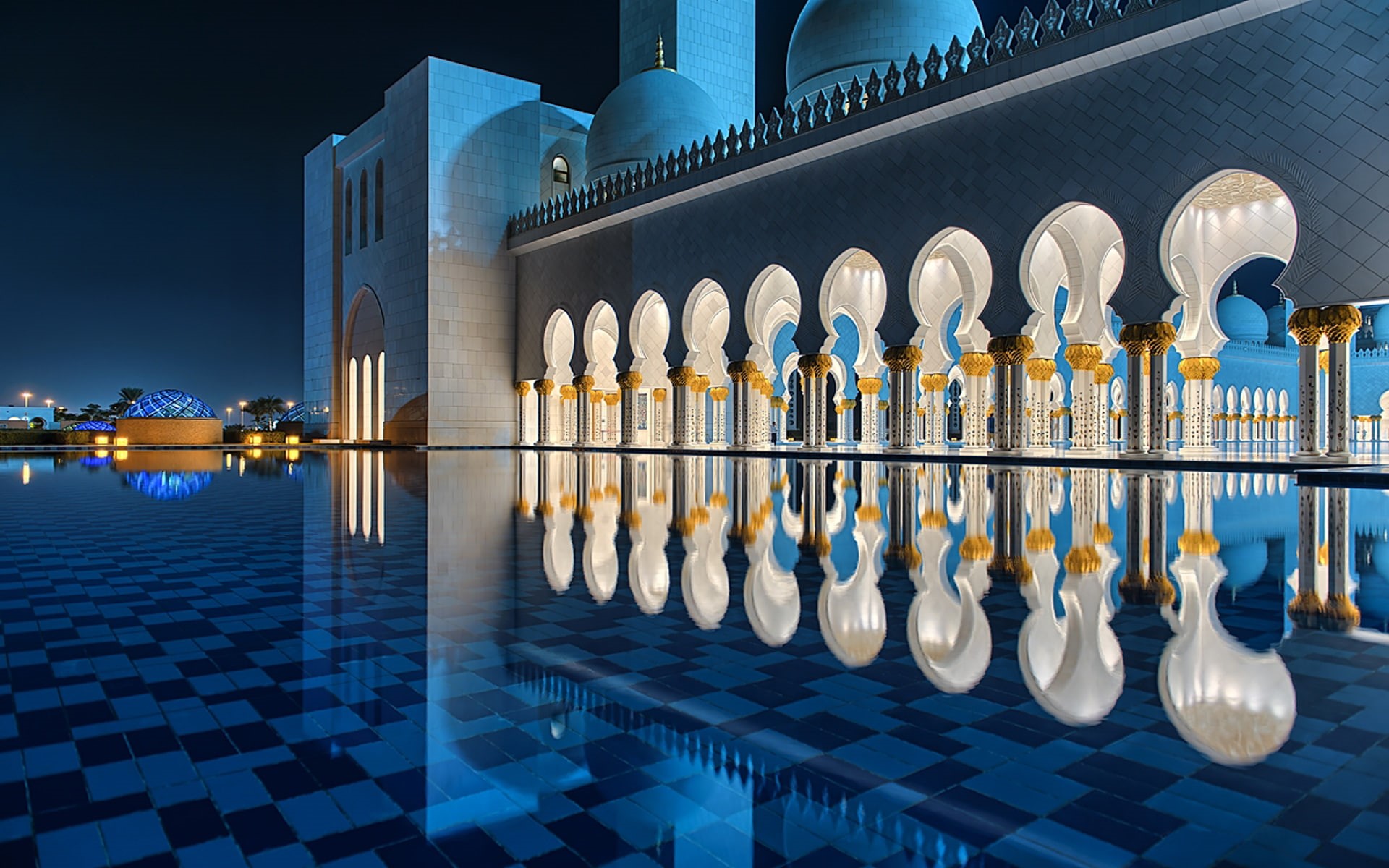 reflection, hd, 1080P, dhabi, water, sheikh, grand, abu, zayed, mosque, HD Wallpaper