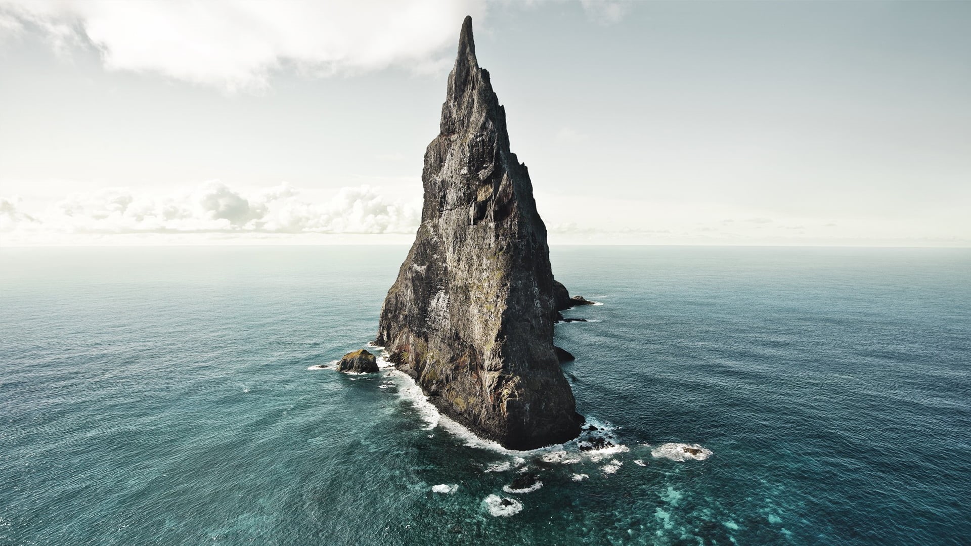 no people, australia, day, the ocean, tranquil scene, the sky, water, digital, clouds, beach, sea, islet, rock, horizon over water, 1080P, horizon, landscapes, HD Wallpaper