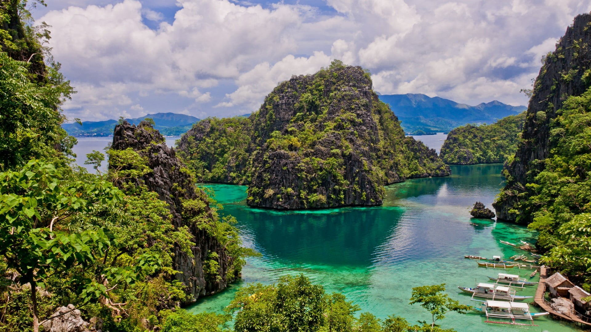 lagoon, turquoise, tree, sea, landscape, scenics - nature, mountain, green color, tranquility, turquoise colored, palawan, water, sky, plant, 1080P, no people, HD Wallpaper