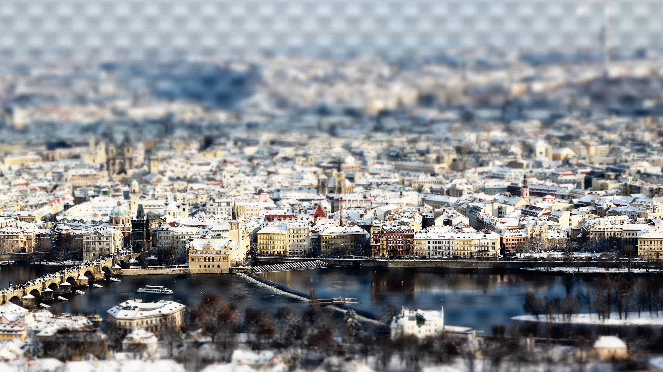 river, built structure, water, high angle view, building, architecture, white, no people, photo, buildings, Prague, day, residential district, cityscape, HD Wallpaper