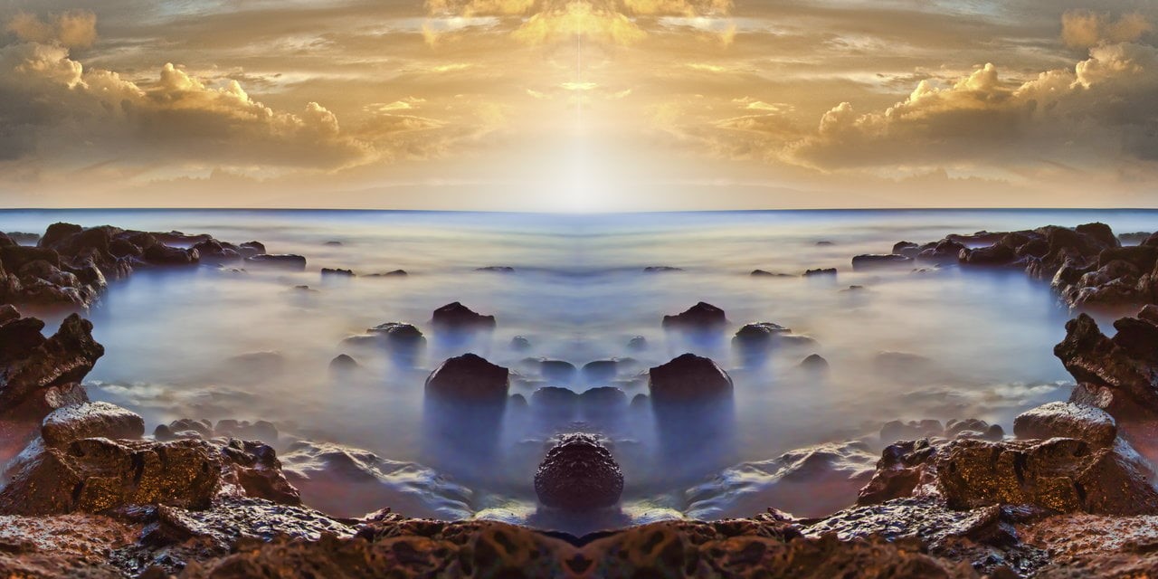 body, water  wave, sun  light, beach, mist, photography, rocks, landscape, paradise, sea, sunny, horizon, 720P, sunrise, sky, water, scenery, clouds, ocean  sea, HD Wallpaper