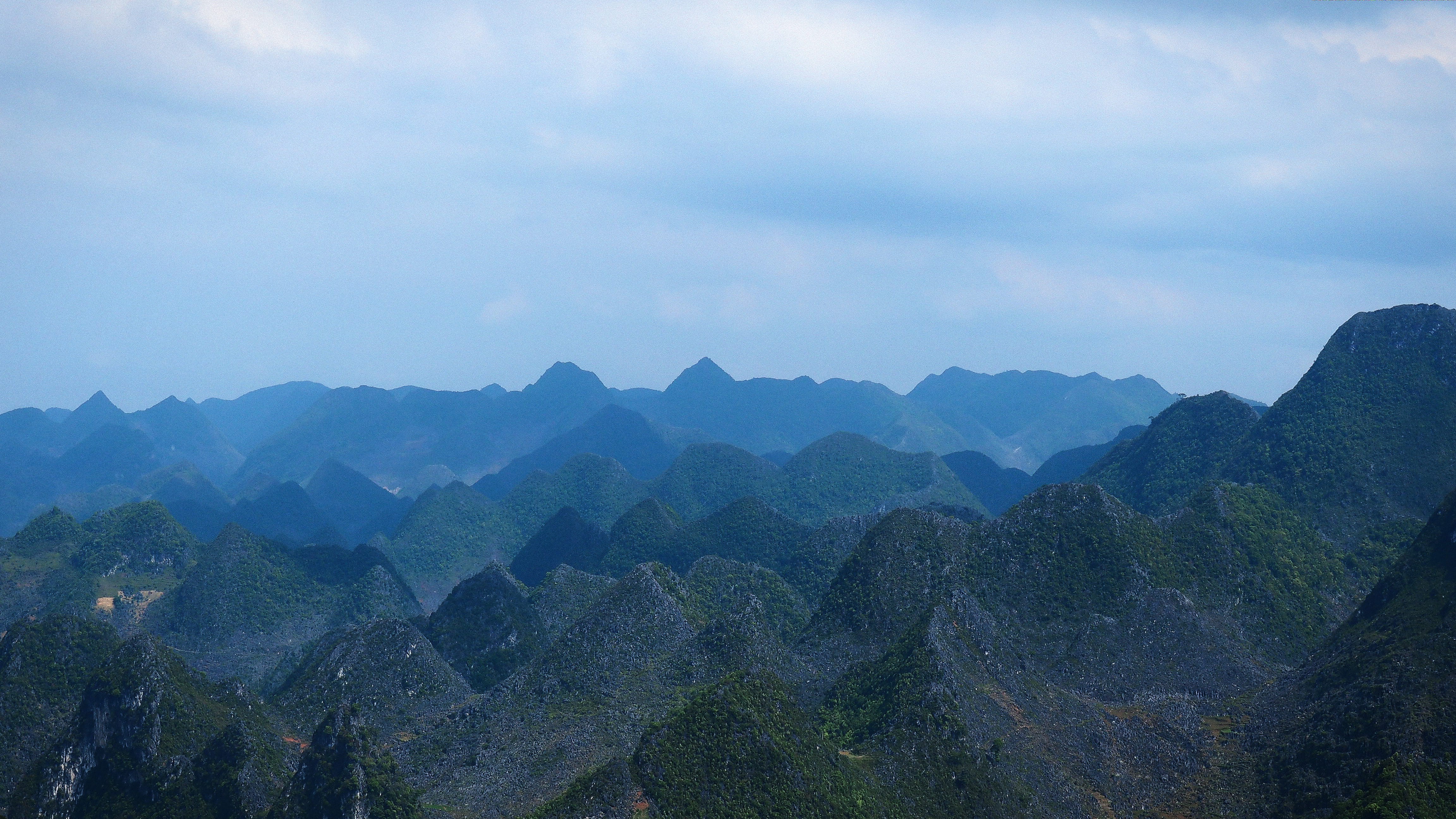 blue, mountain, scenics - nature, fog, non-urban scene, mountain peak, vietnam, vast, tranquility, nature, mountains, ridges, forest, no people, misty, HD Wallpaper
