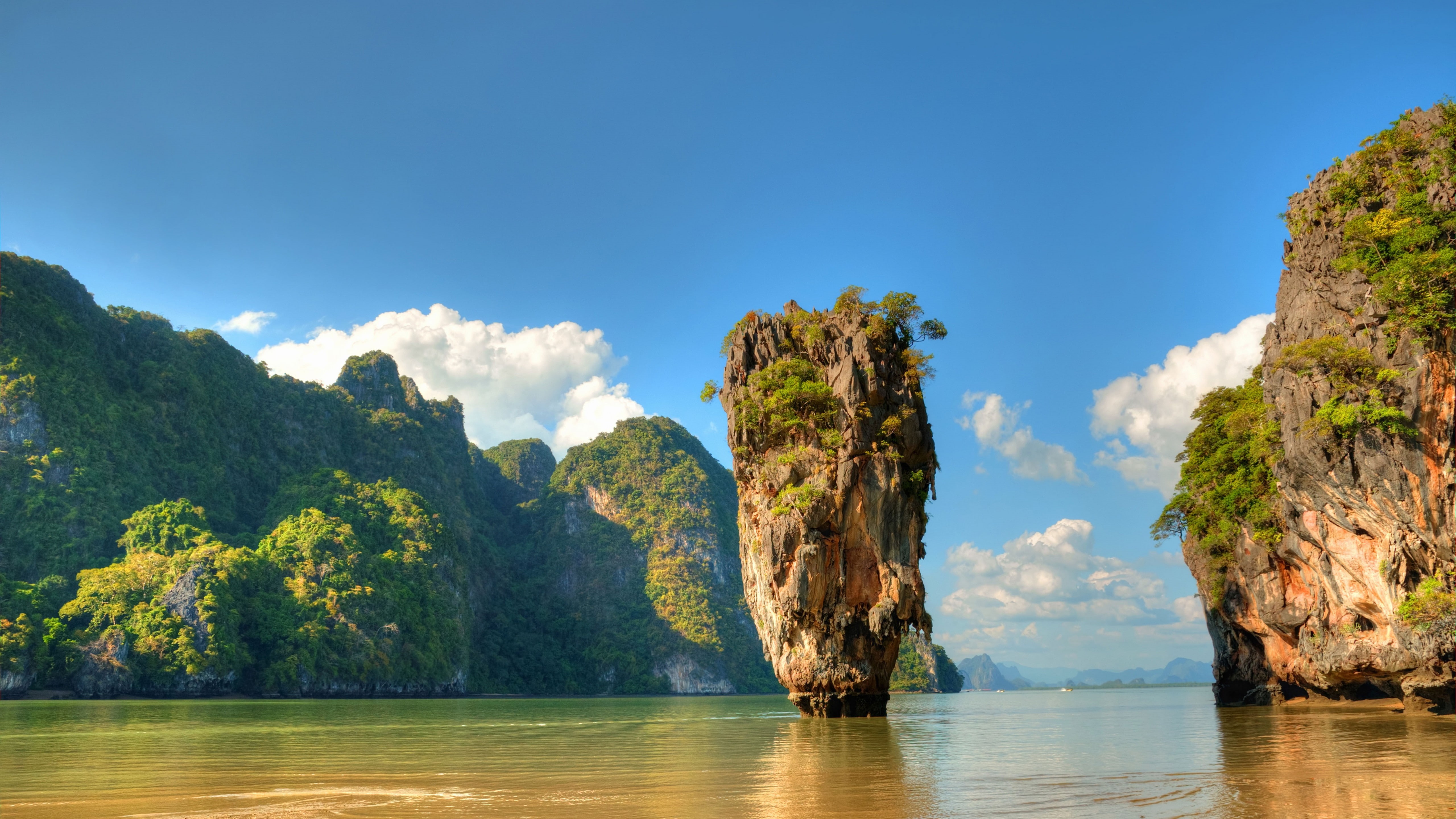 near, mountains, Thailand, islands, 5k, rocks, 5K, ocean, Ko Tapu, body, water, large, HD Wallpaper