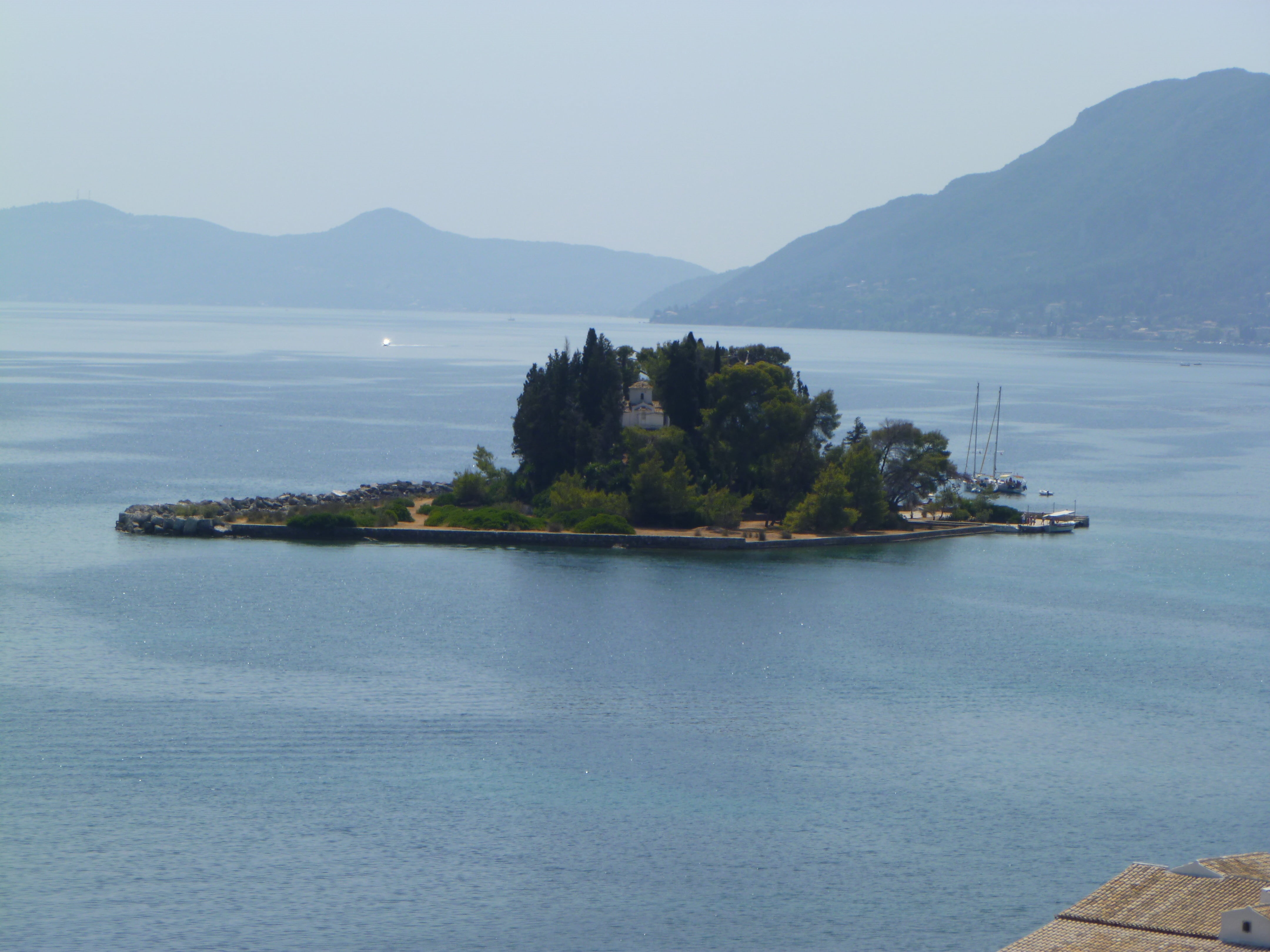 tree, scenics - nature, mice island, day, tranquility, corfu, water, outdoors, plant, tranquil scene, idyllic, mountain, 4K, island, islet, land, beauty in nature, HD Wallpaper