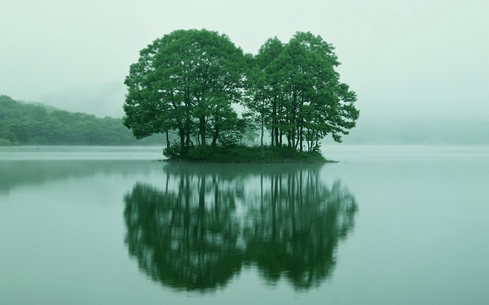 tranquility, tranquil Scene, landscape, non-Urban Scene, 720P, idyllic, blue, green Color, plant, reflection lake, day, islet, fog, green, beauty In Nature, HD Wallpaper