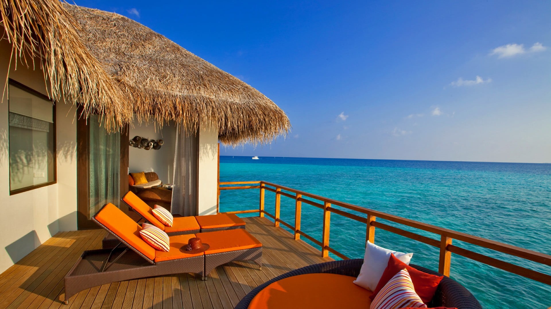 maldives, vacation, holiday, beach, outdoors, trip, velassaru, tourism, nature, tranquility, terrace, leisure, beauty in nature, relaxation, idyllic, vacations, HD Wallpaper