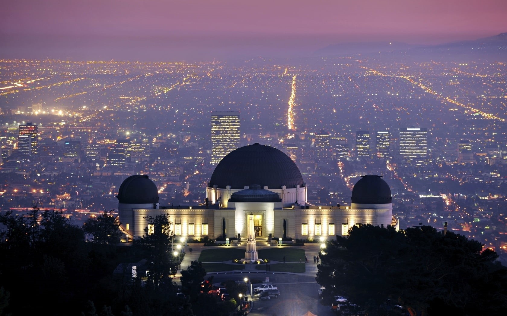 outdoors, dome, government, los angeles, city, travel, financial district, evening, blue, dusk, night, tourism, urban Skyline, panoramic, griffith observatory, HD Wallpaper