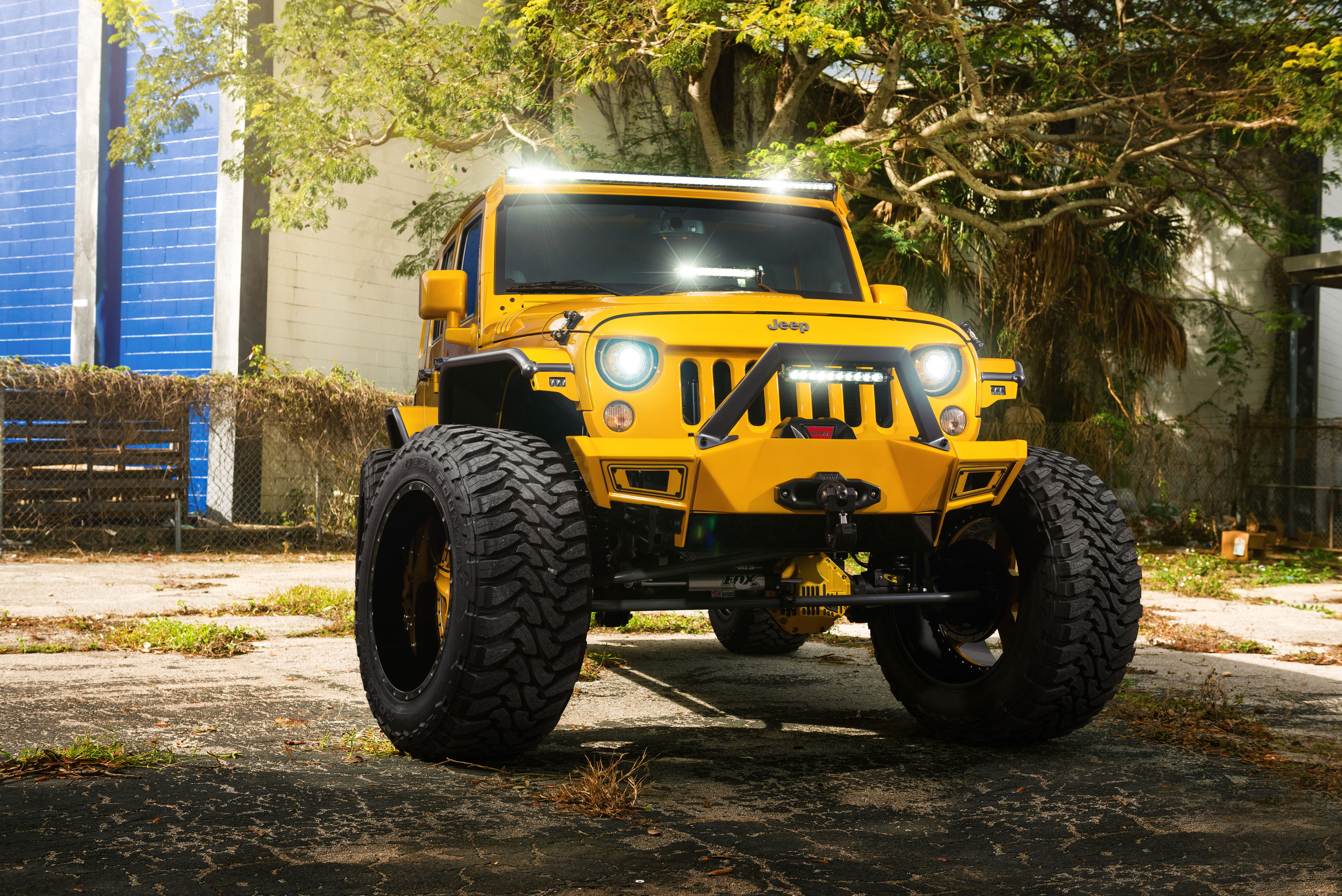 Track, Jeep, Amani, Forged, 5K, Wrangler, Custom, HydraSports, Front, Yellow, Wheels, HD Wallpaper