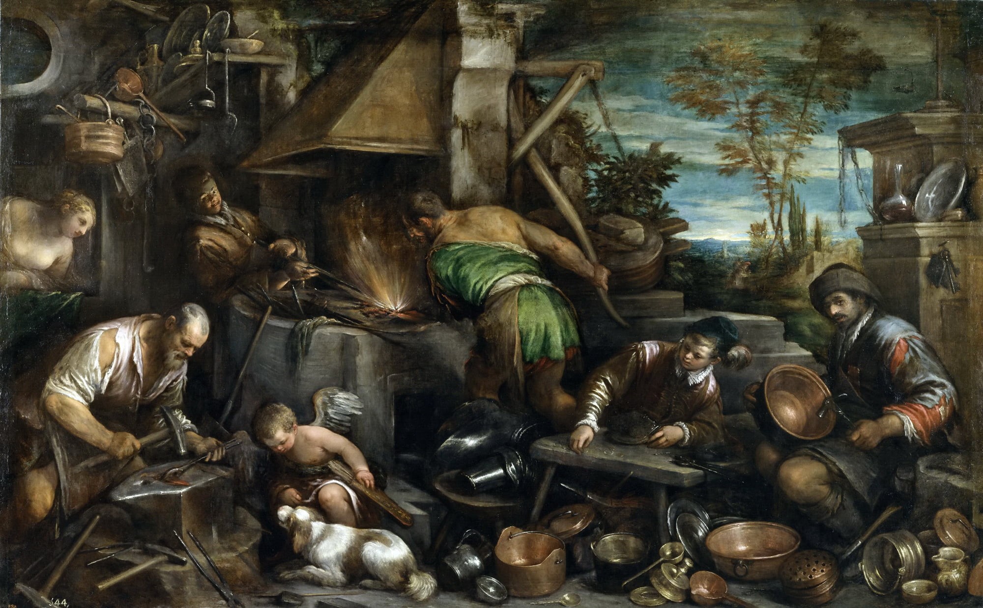 genre, The Forge Of Vulcan, picture, Jacopo Bassano, 1080P, mythology, HD Wallpaper