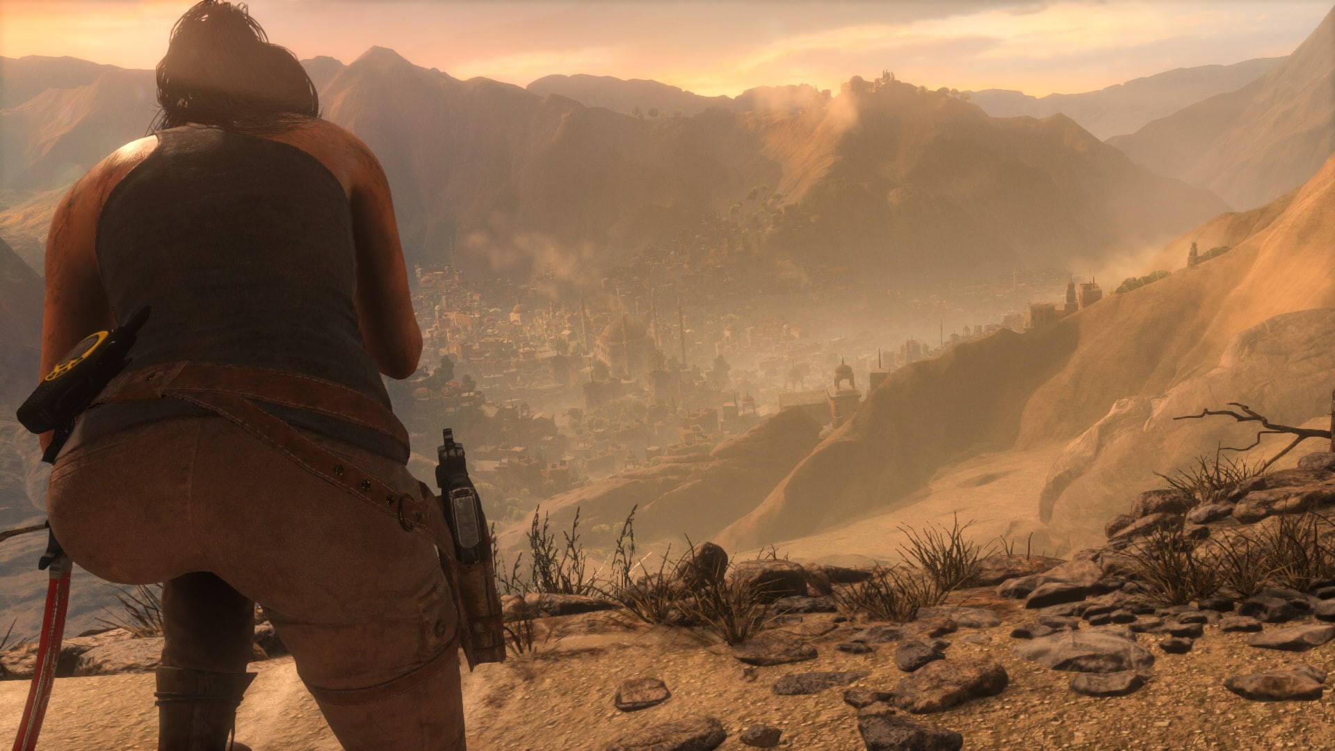 beauty in nature, landscape, Tomb Raider, one person, rear view, outdoors, Rise of the Tomb Raider, Lara Croft, riding, scenics - nature, activity, real people, HD Wallpaper