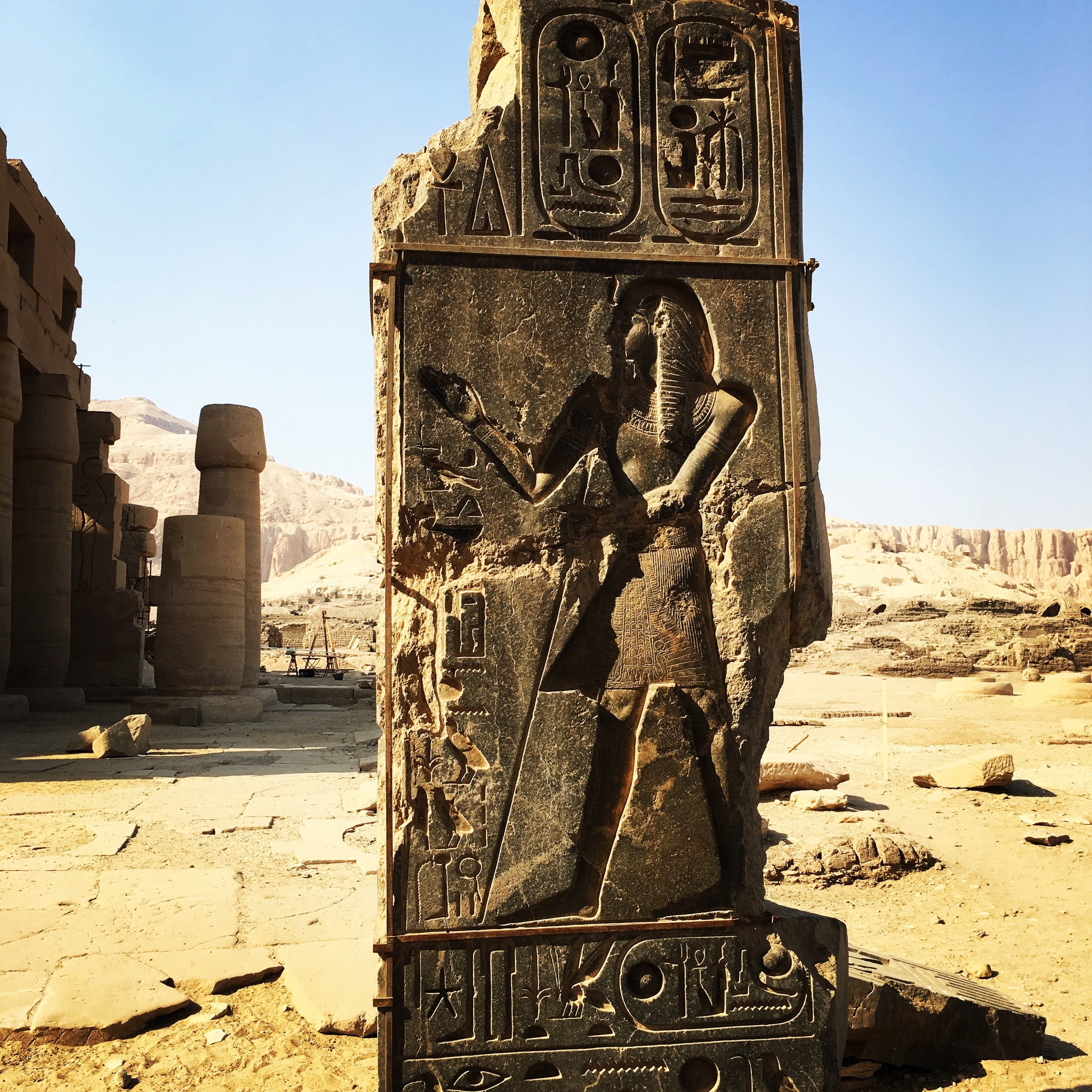 africa, sculpture, sunlight, outdoors, hieroglyphics, human representation, cultures, creativity, egypt, pharaoh, old, representation, built structure, Phone HD Wallpaper