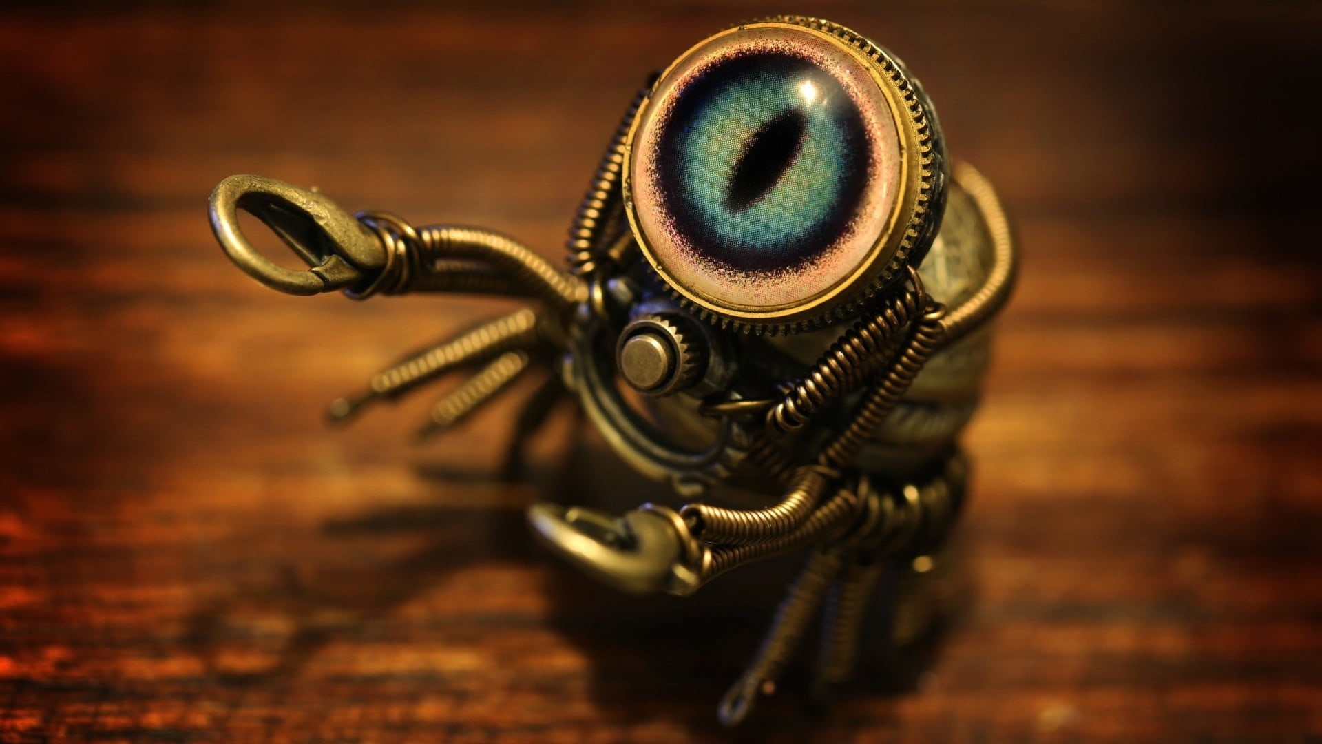 decor, robot, insect, focus on foreground, table, single object, studio shot, artwork, indoors, no people, photography themes, brass, technology, metal, HD Wallpaper