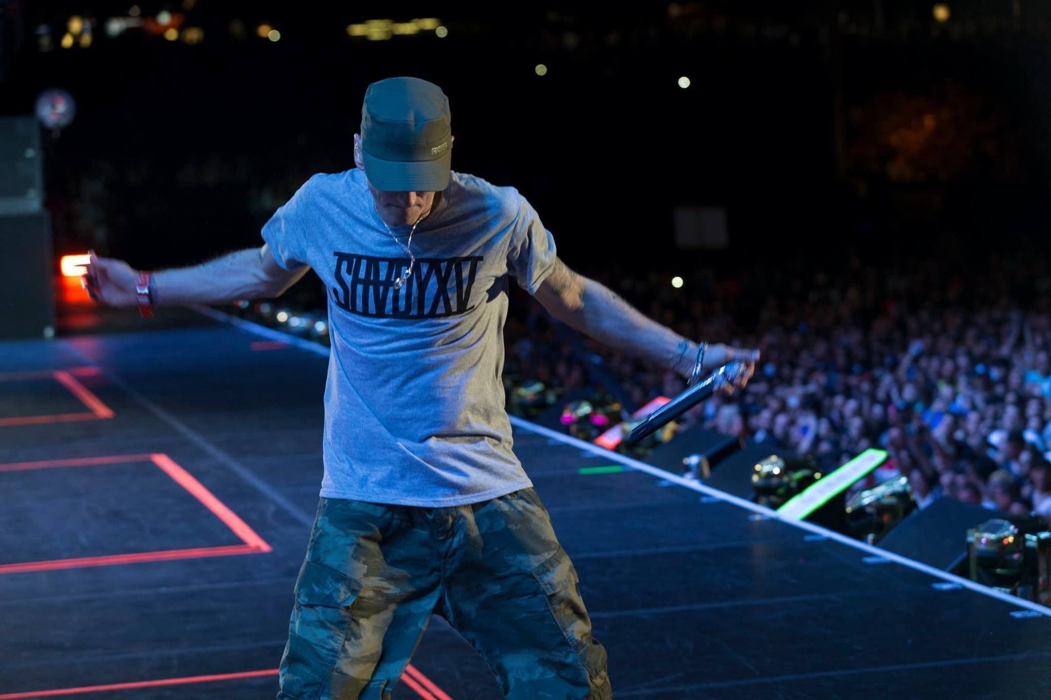 clothing, incidental people, rear view, eminem computer desktop backgrounds, adult, real people, night, sport, spectator, people, standing, stadium, 1080P, HD Wallpaper