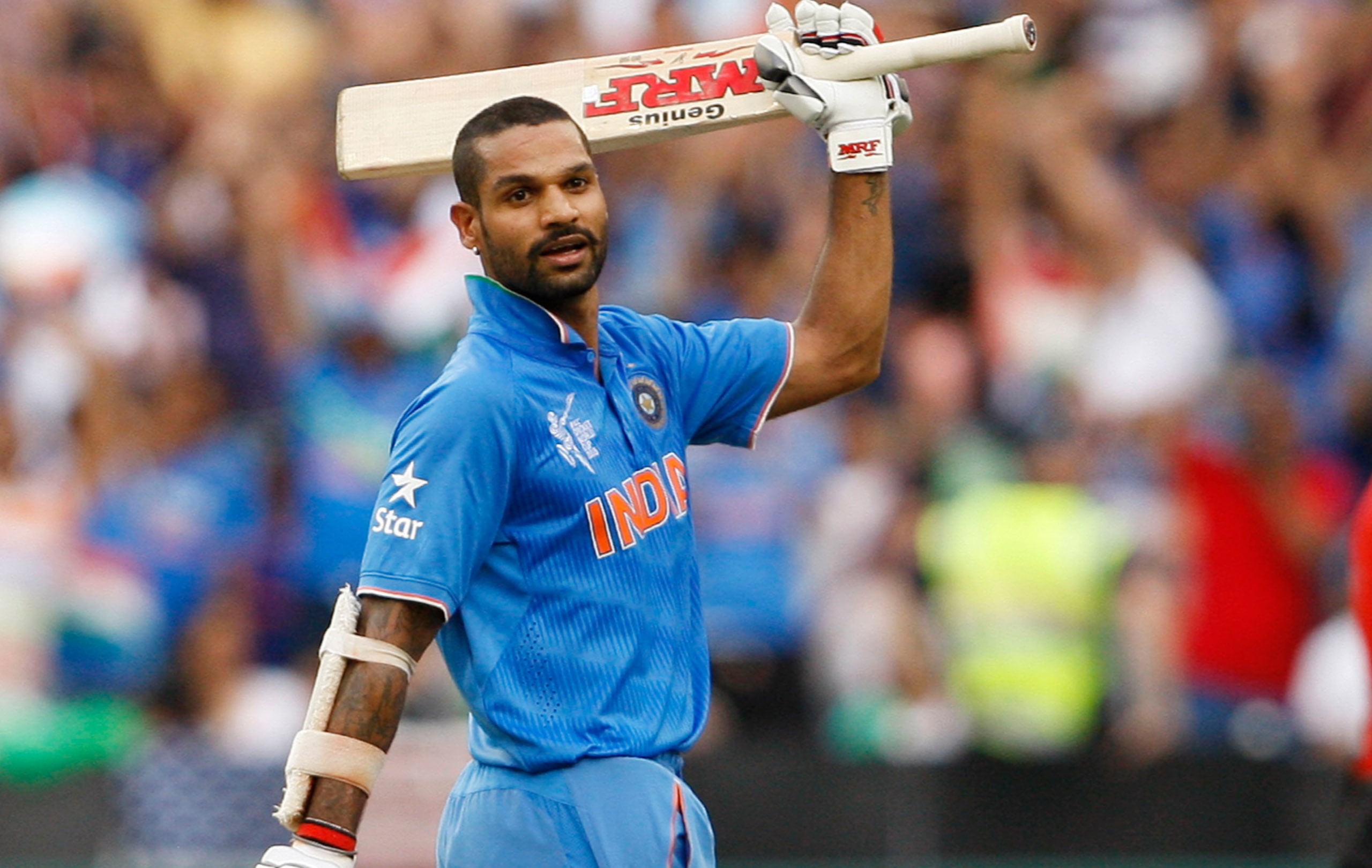 dhawan, portrait, blue, occupation, 2K, shikhar, 2016, young men, waist up, men, incidental people, focus on foreground, Cricket, security, adult, s, holding, HD Wallpaper