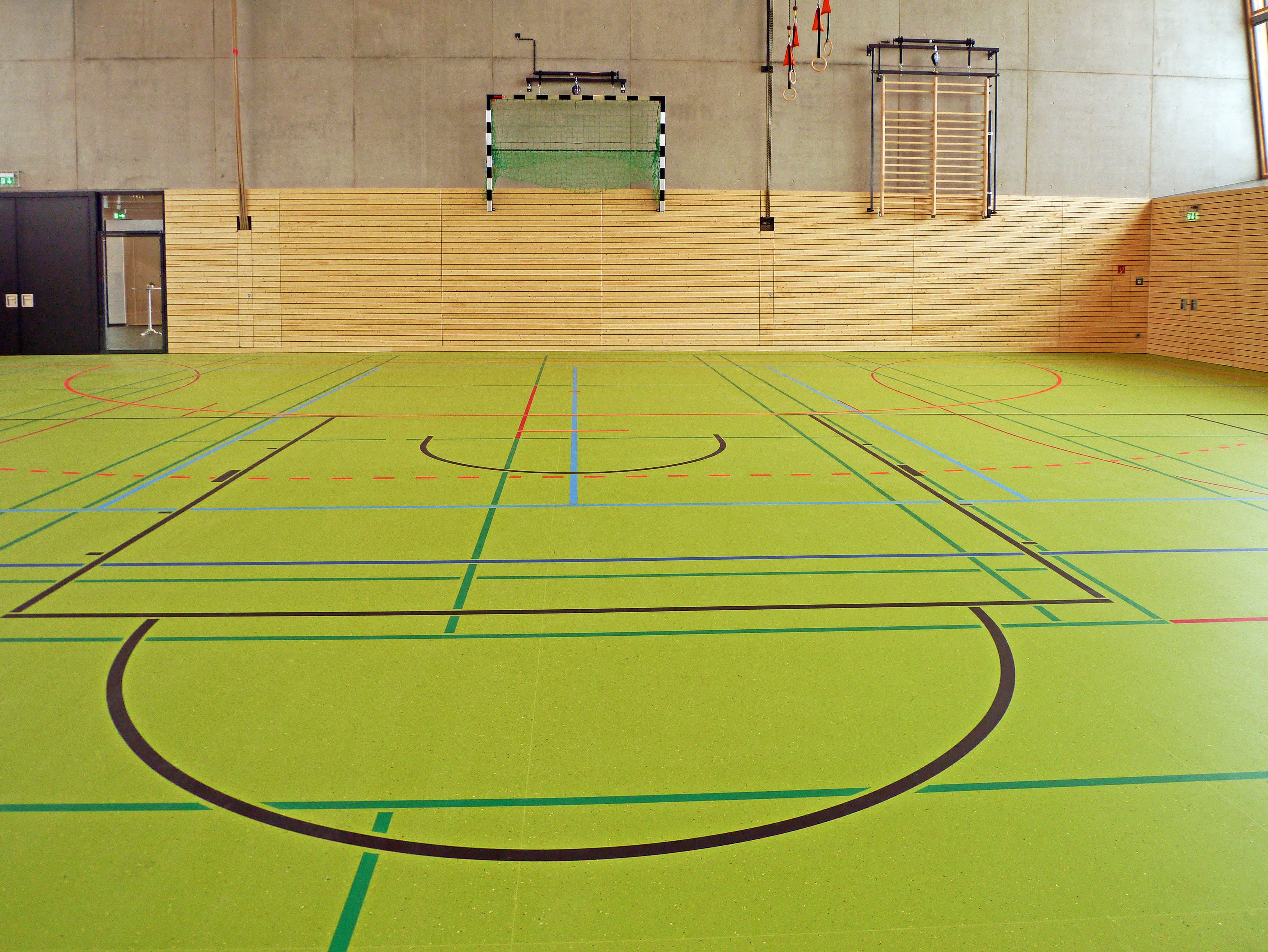 high angle view, soccer field, sprung floor, soccer, sport, leisure activity, indoors, grassroots sport, team sport, exercising, gym, pattern, court, day, HD Wallpaper