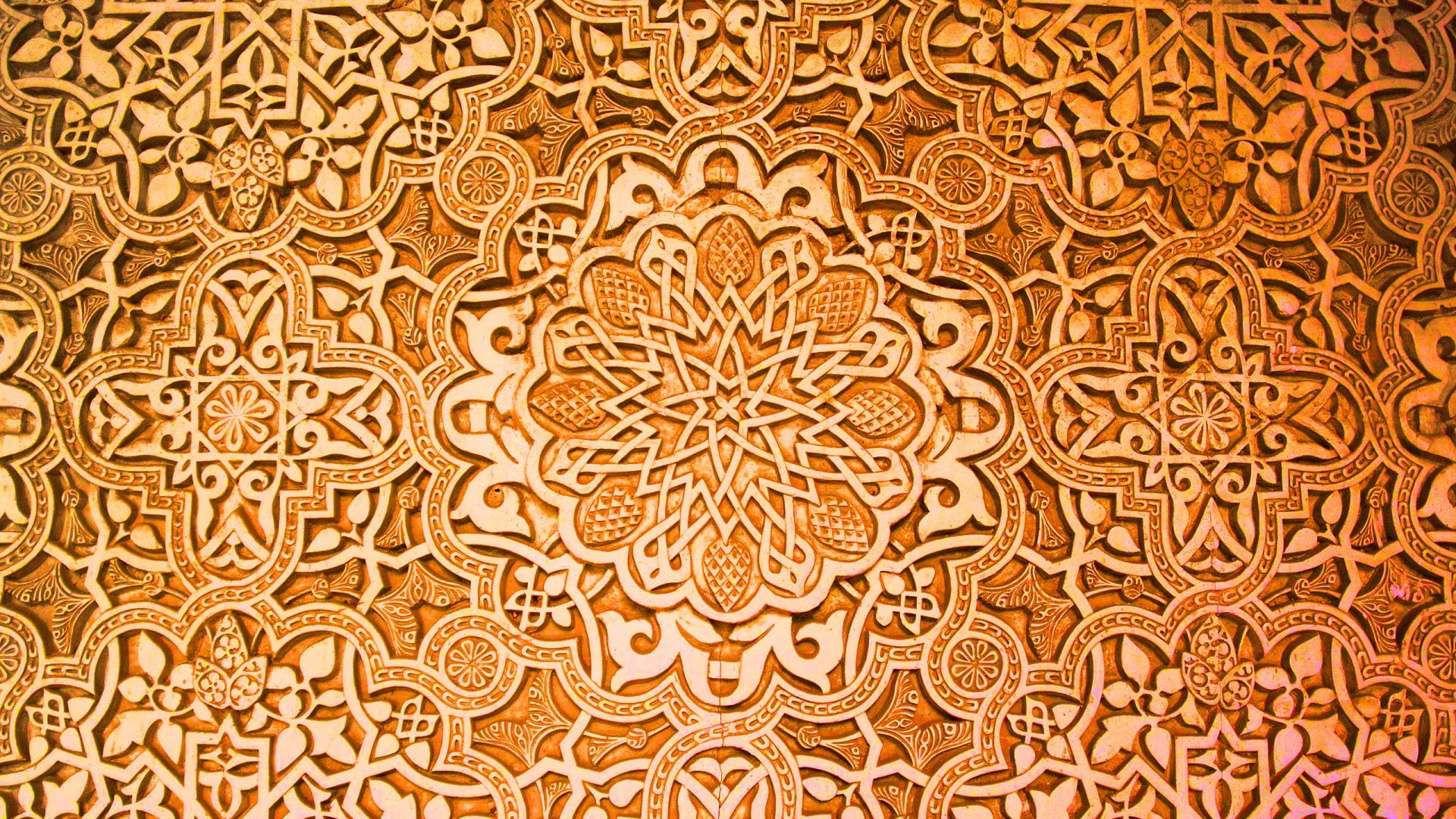 artwork, pattern, full frame, 1080P, craft, brown, indoors, complexity, wall - building feature, orange, backgrounds, close-up, art and craft, religion, HD Wallpaper