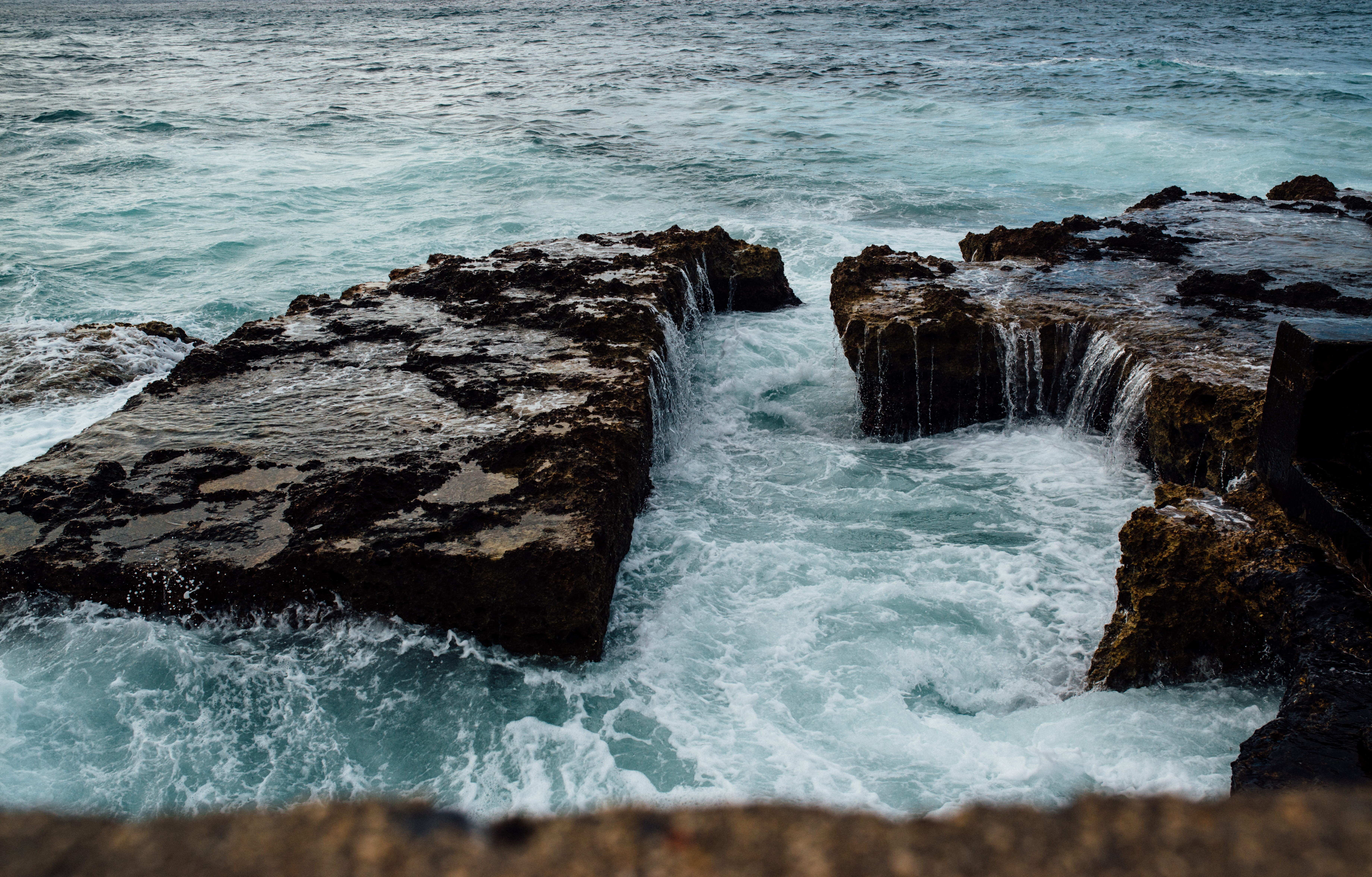 land, water, solid, day, 5K, rock formation, sea, sport, near, outdoors, rocks, nature, beauty in nature, daytiem, beach, scenics - nature, rough, rock, HD Wallpaper