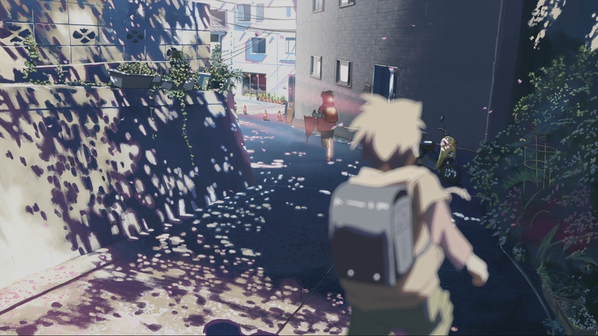plant, leisure activity, dappled sunlight, street, women, 5 Centimeters Per Second, real people, artwork, architecture, men, running, outdoors, Makoto Shinkai , HD Wallpaper