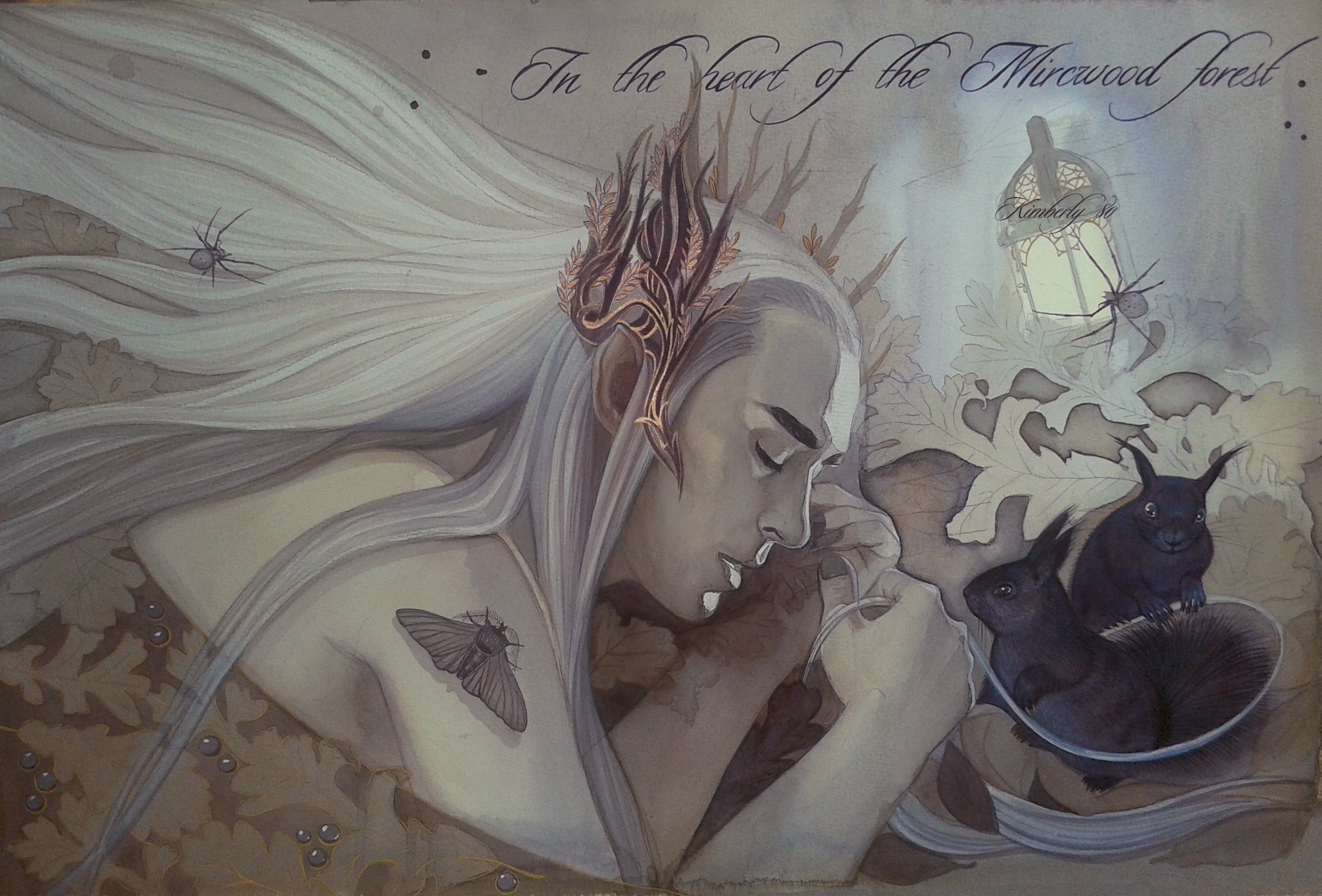 Murkwood, The Hobbit: The Desolation Of Smaug, crown, spirituality, painting, art and craft, creativity, woman, statue, fanart, human representation, indoors, HD Wallpaper