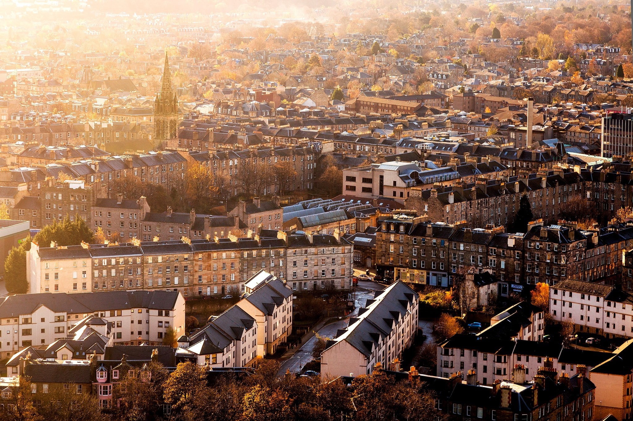 panorama, fall, Edinburgh, home, 1080P, roof, blue, establishments, white, Night, city, building, Scotland, HD Wallpaper