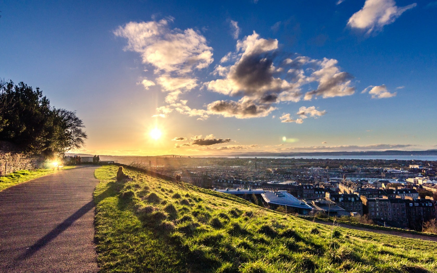 Edinburgh, Sunset, Scotland, 720P, panorama, HD Wallpaper