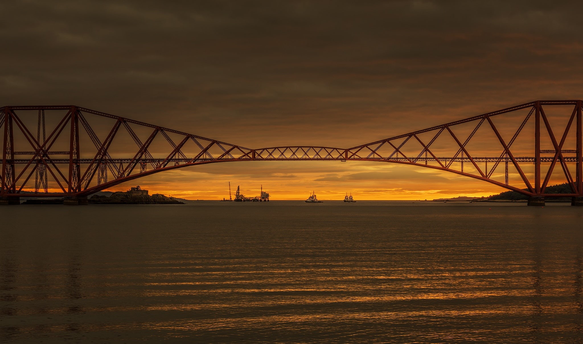 south, kingdom, scotland, forth, united, bridge, sunrise, queensferry, rail, road, 1080P, HD Wallpaper