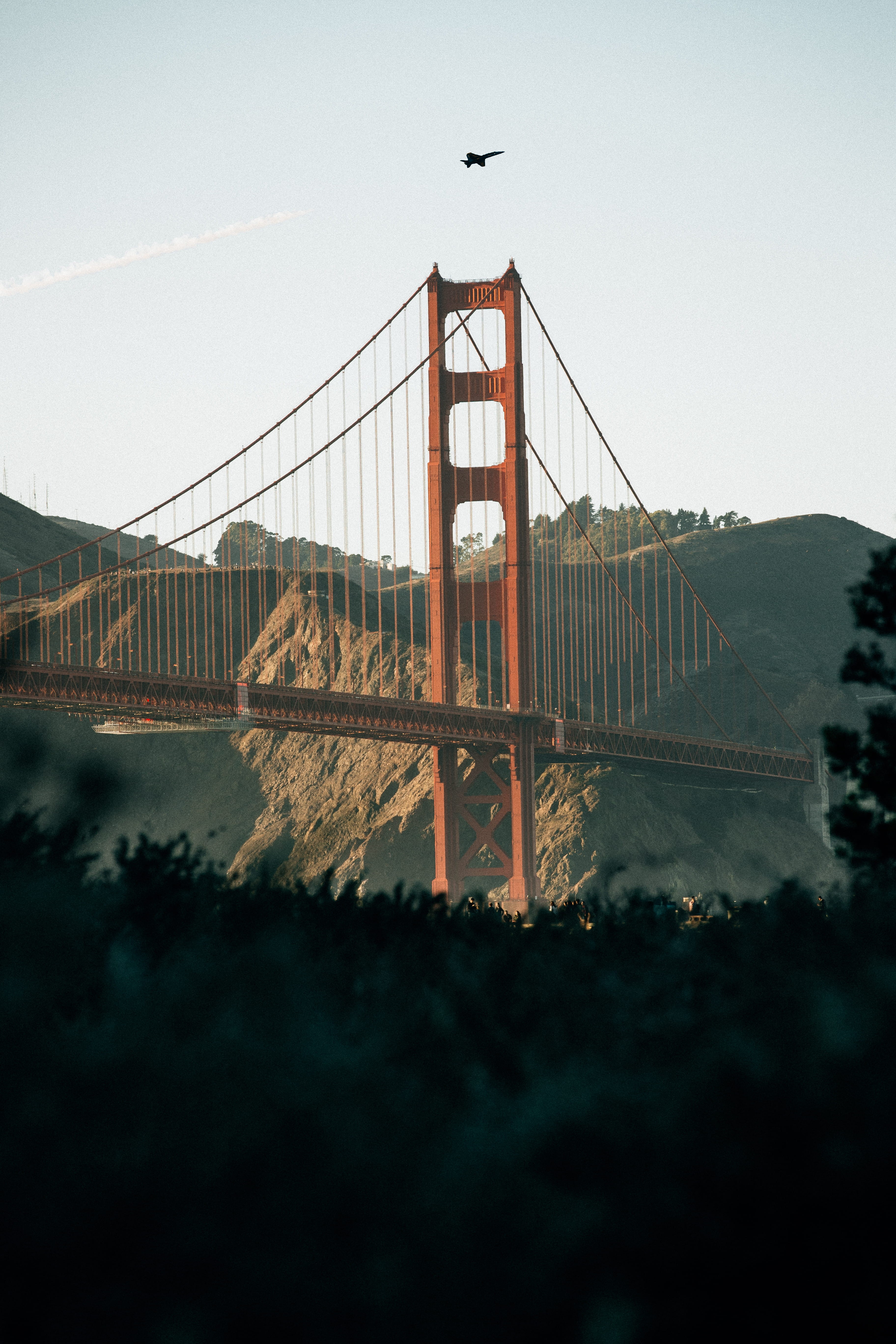 no People, san fransisco, coastline, 5K, blue, mountain, nature, built Structure, uSA, travel Locations, near, tree, california bridge, plane, california, Phone HD Wallpaper