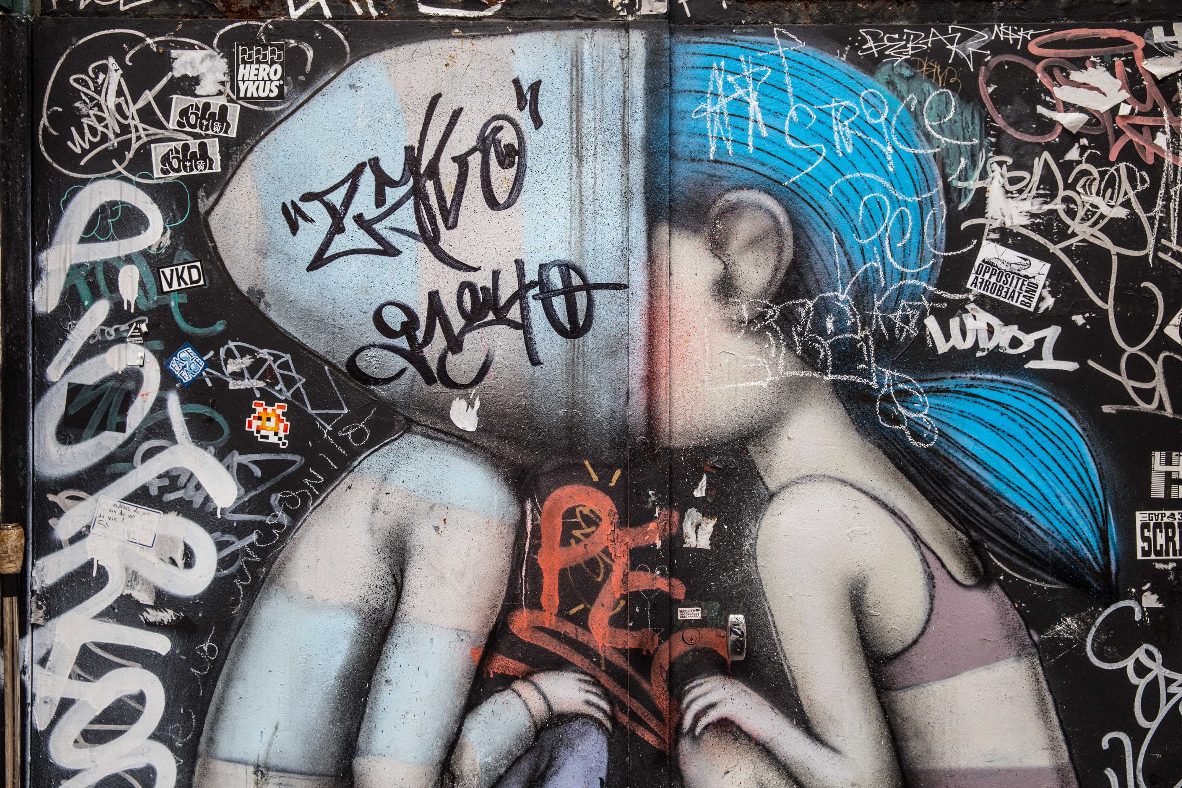 wall - building feature, black background, no people, Street art, communication, full frame, creativity, human representation, canon, Canon 6D, Image, art, HD Wallpaper