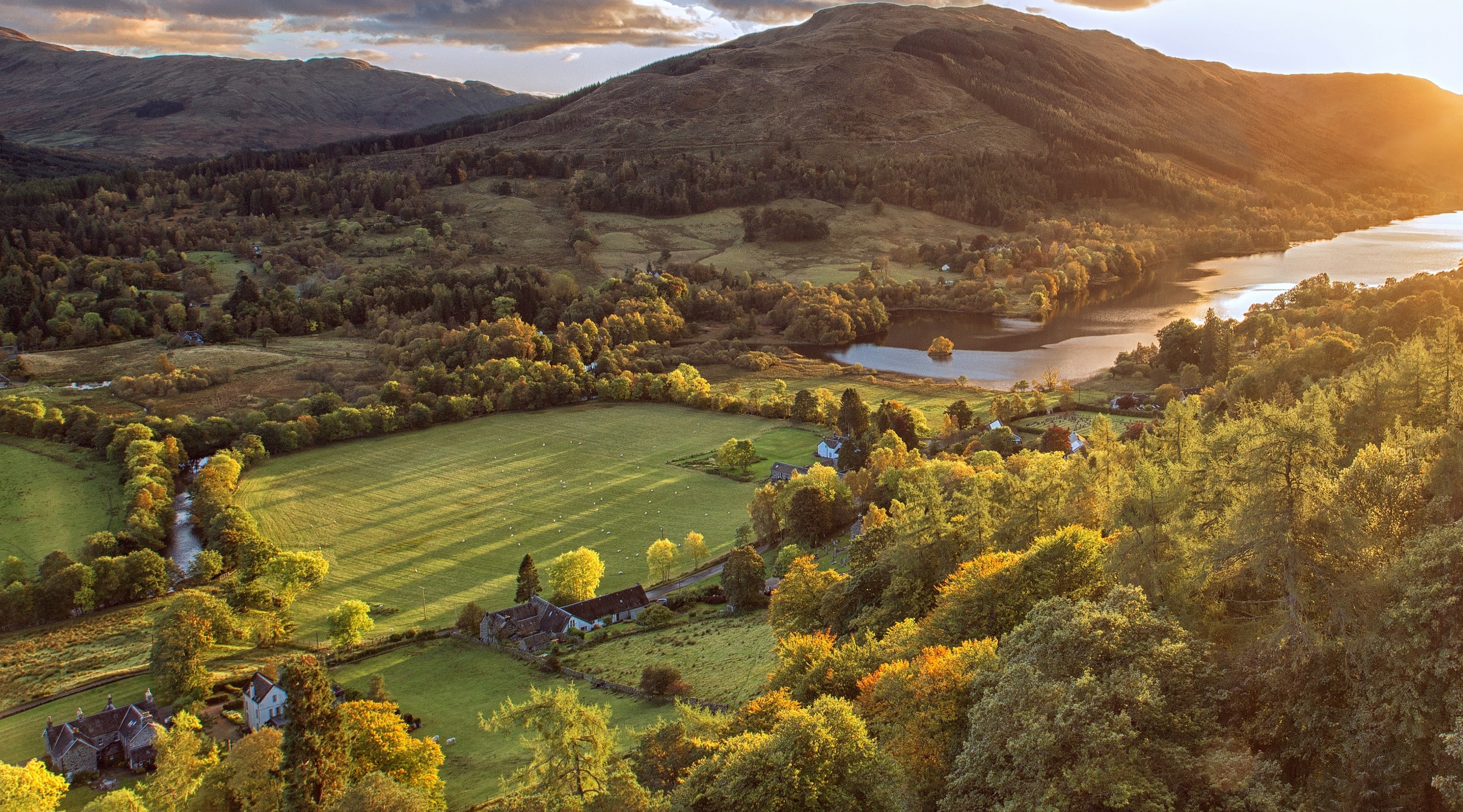 Europe, tree, stunning, tranquil scene, beauty in nature, Amazing, scenics - nature, robroy, Village, trees, balquhidder, 4K, United Kingdom, Mountain, HD Wallpaper