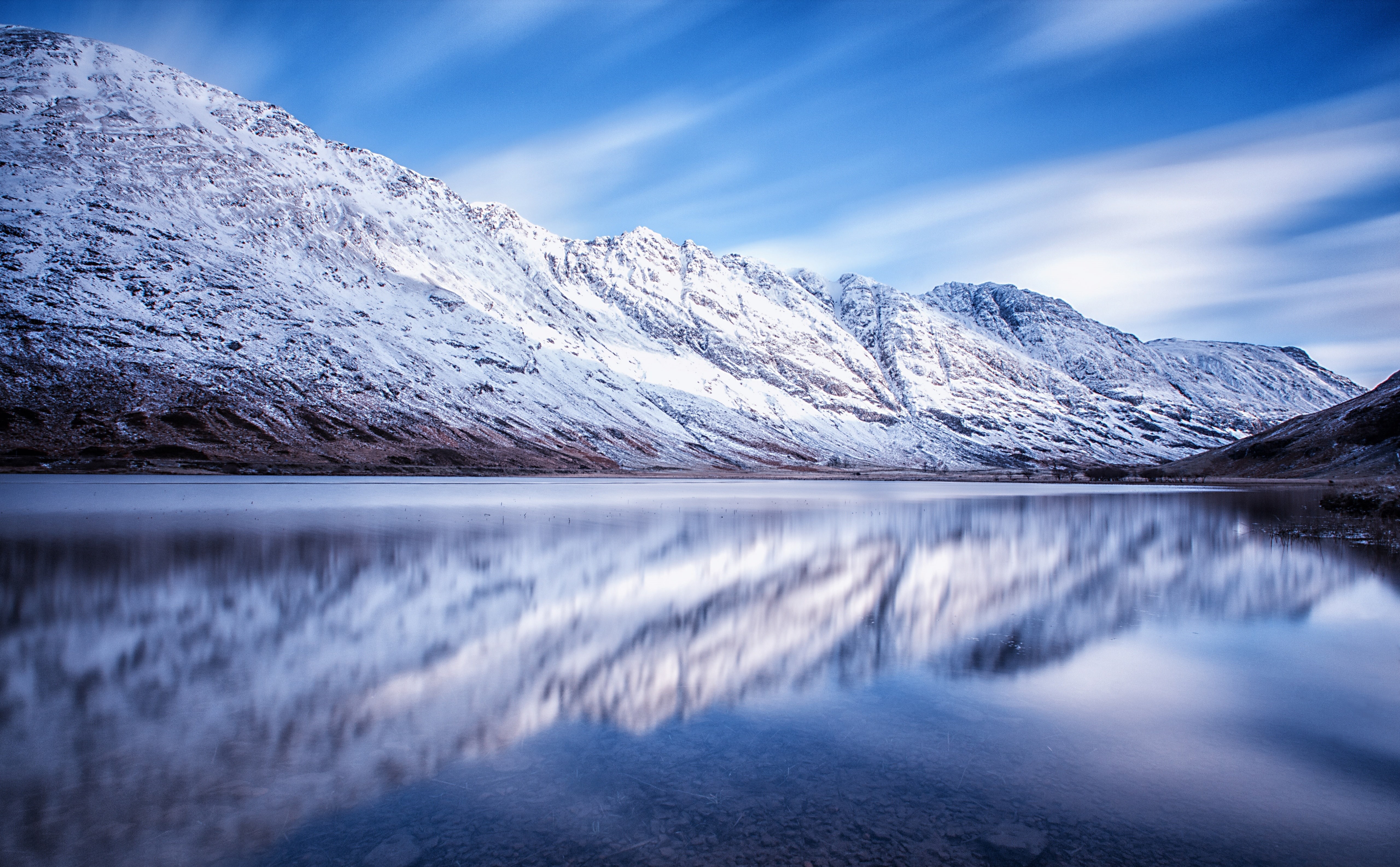 Europe, Highlands, Impressive, Lake, Reflections, cold temperature, tranquility, beauty in nature, ice, aonacheagachridge, westhighlands, aonacheagach, HD Wallpaper
