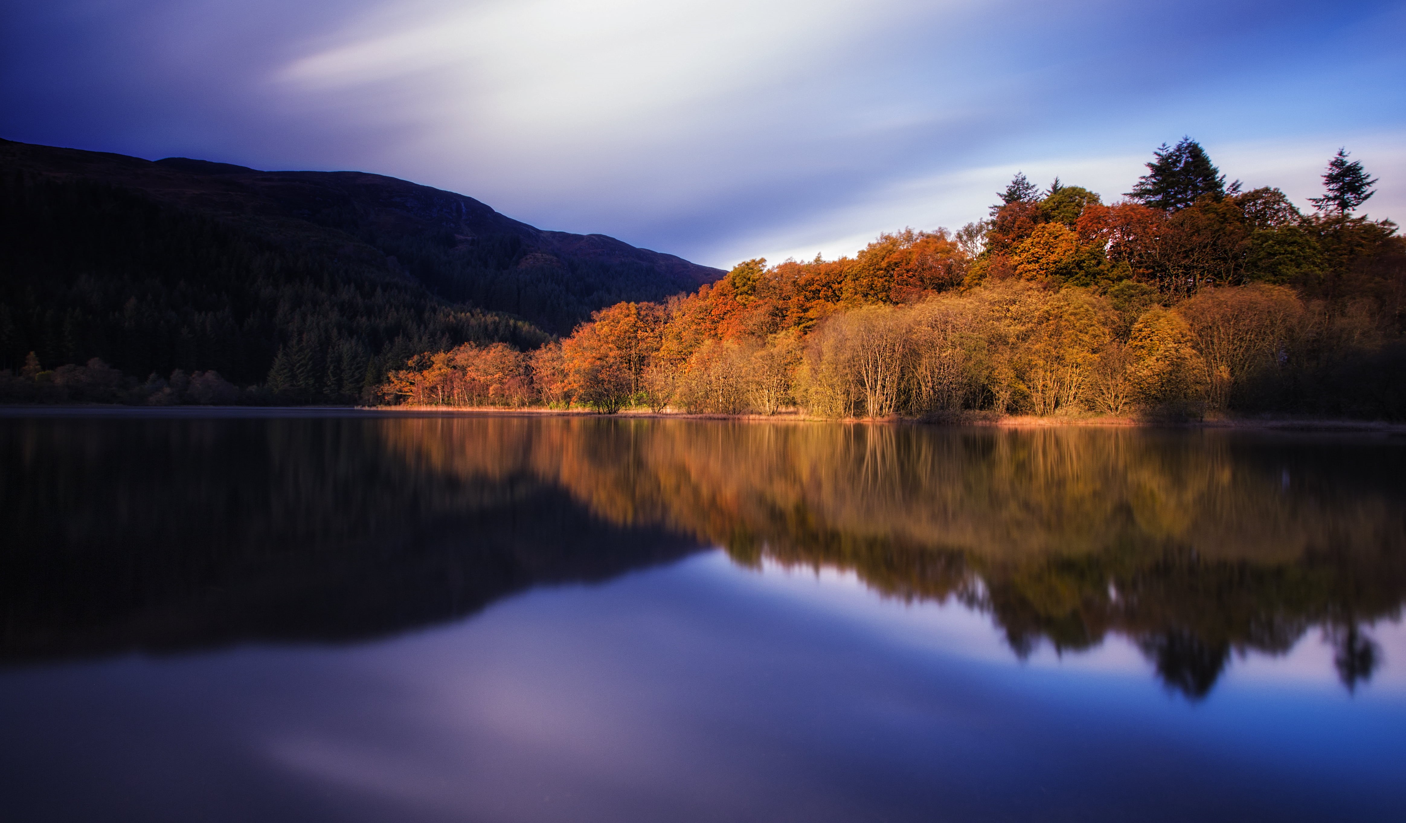 nature, calm, lake, 4K, reflection, Trossachs, Tranquility, beauty In Nature, scenics, sky, photography, reflections, forest, water, Loch Chon, trees, HD Wallpaper