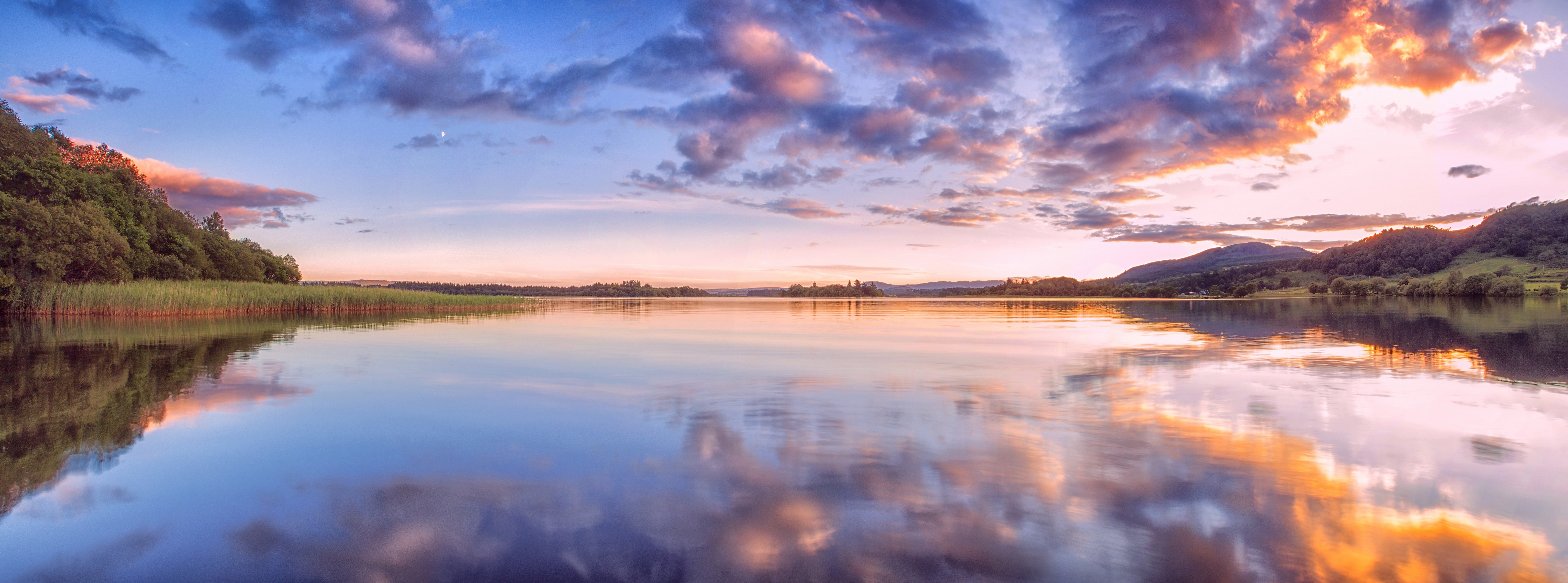Europe, idyllic, tranquility, lake, outdoors, Nature, Sunset, scenics - nature, Scotland, mountain, 8K, travel destinations, no people, cloud - sky, lagoon, HD Wallpaper
