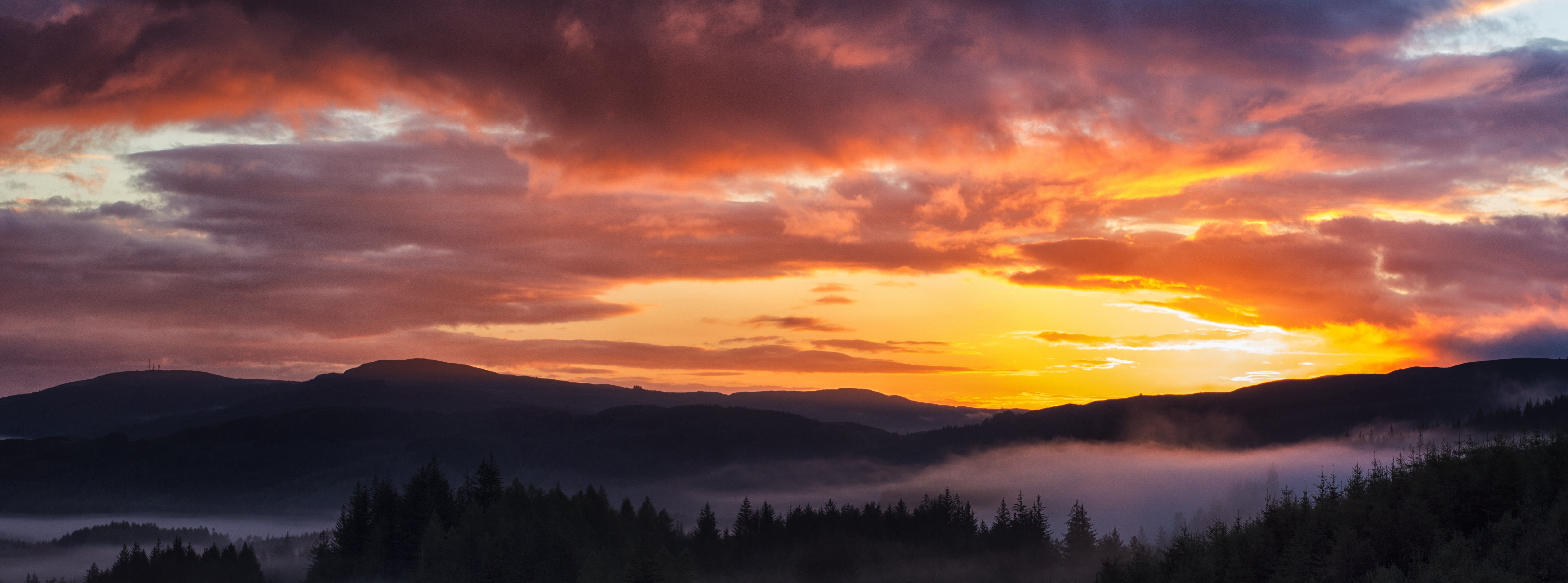 Impressive, sky, Scotland, mountain, Mist, environment, Beautiful, tree, mountain peak, tranquil scene, stunning, photography, cloud - sky, Central, aberfoyle, HD Wallpaper