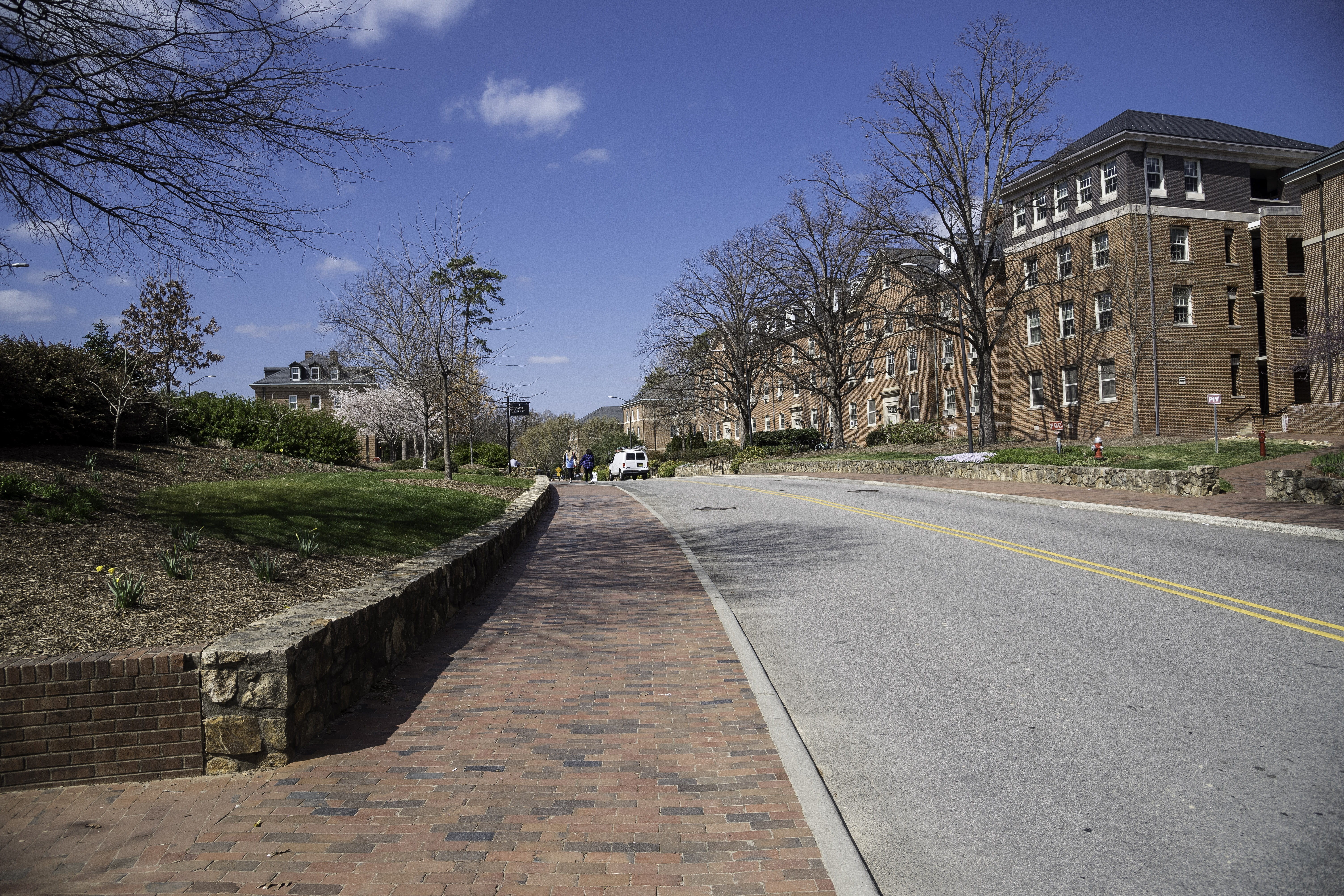 urban Scene, Road, incidental people, bare tree, direction, chapel hill, architecture And Buildings, North Carolina, Chapel Hill, UNC, built structure, HD Wallpaper
