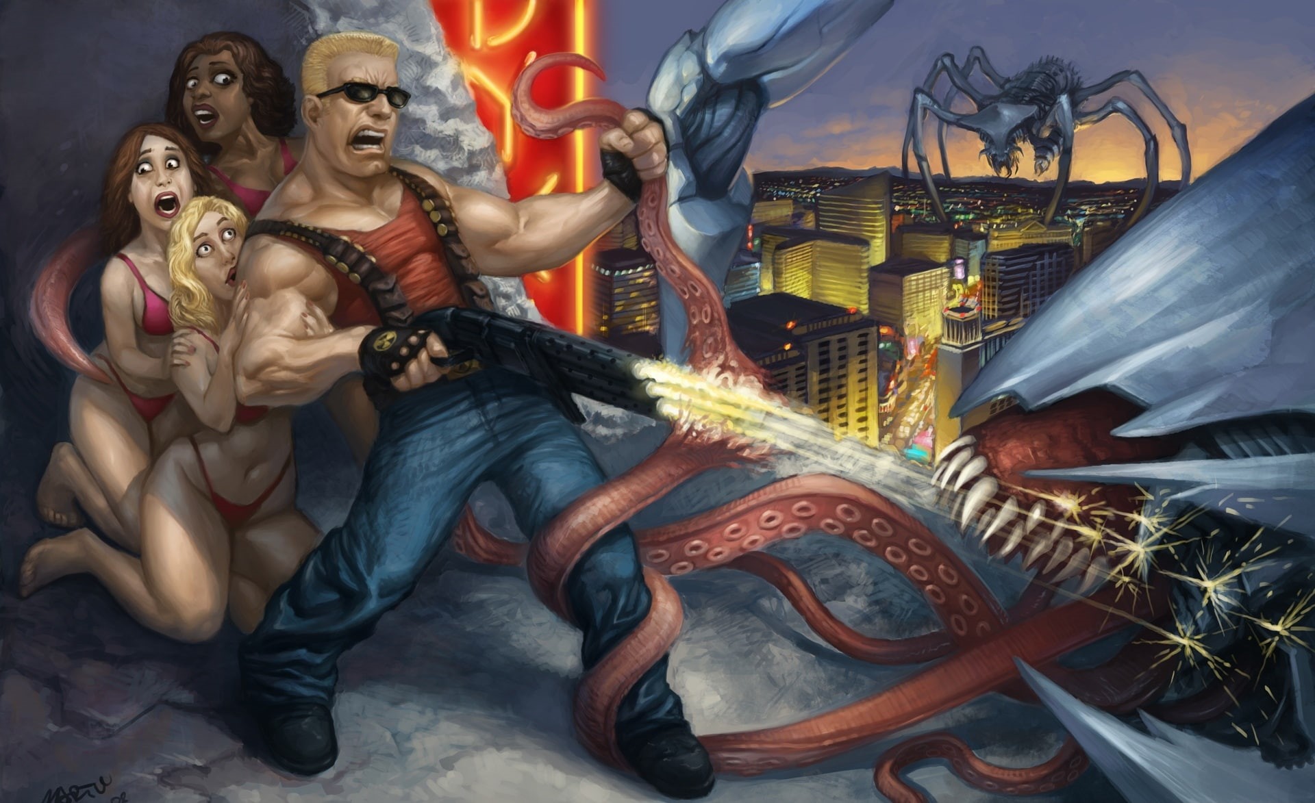 people, illustration, religion, Nukem, male likeness, men, 1080P, real people, Other Games, rifle, sitting, indoors, Games, belief, statue, creativity, HD Wallpaper