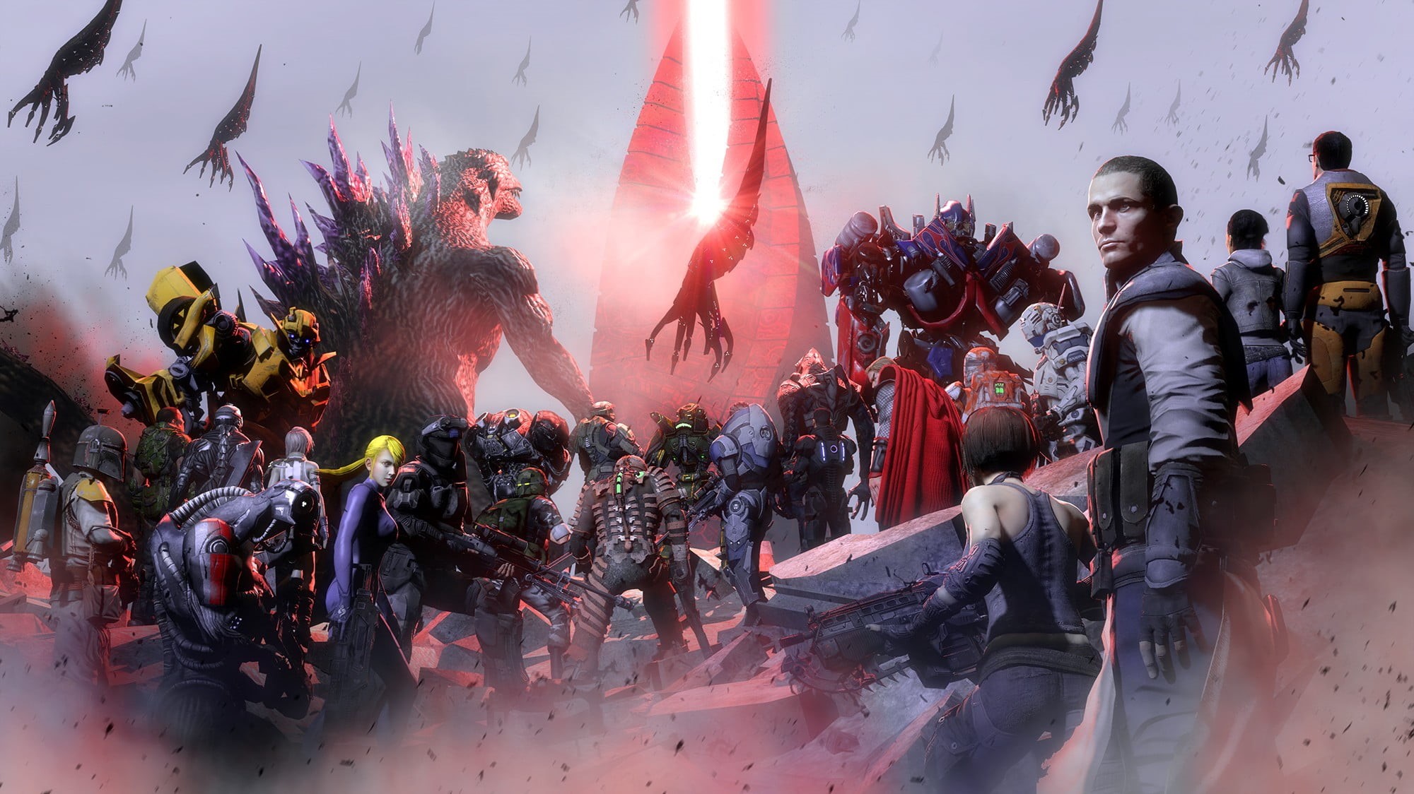 men, burning, adult, festival, Optimus Prime, leisure activity, celebration, Boba Fett, Gordon Freeman, Thor, 1080P, Noble Six, group of people, HD Wallpaper