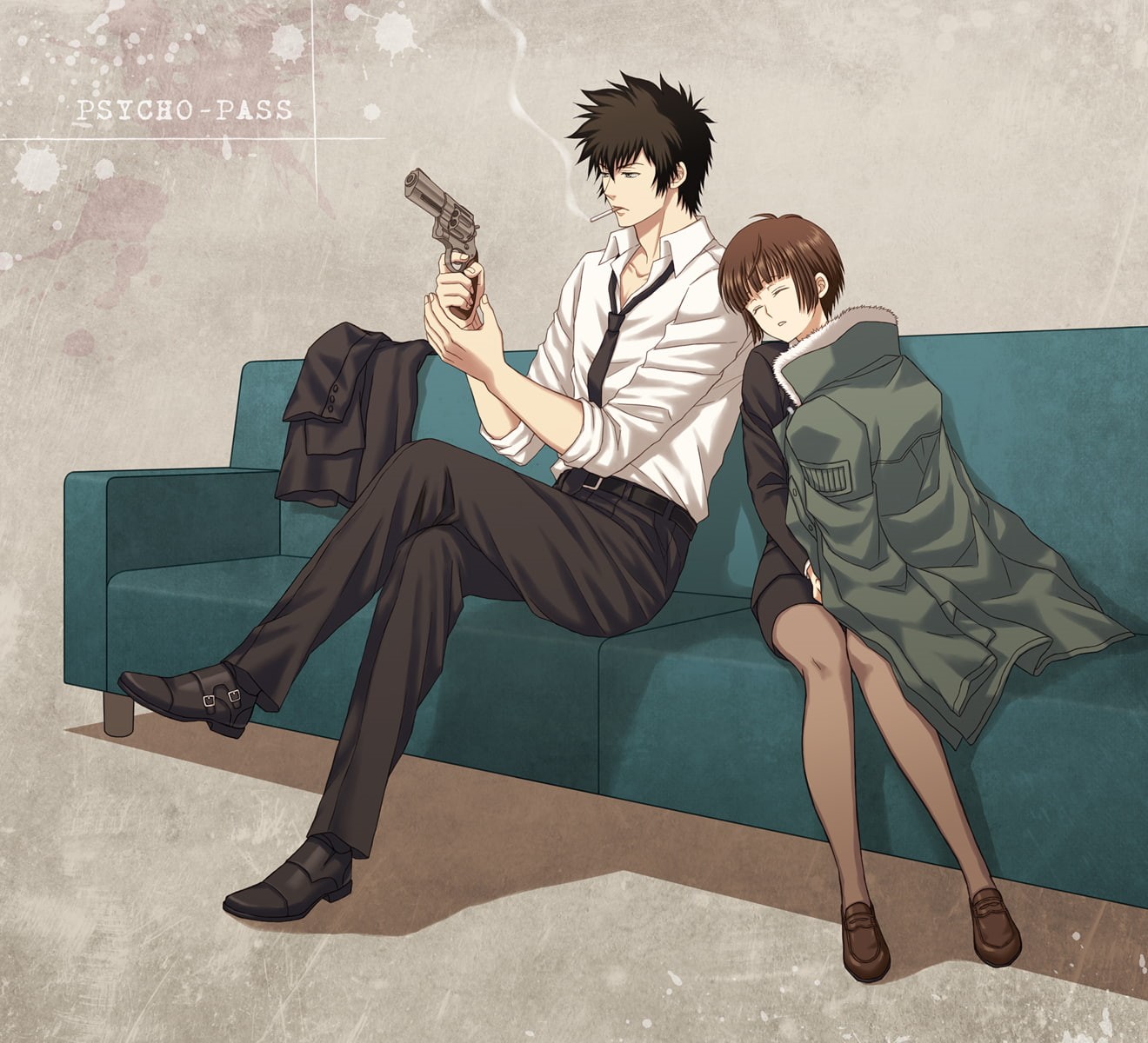 women, one person, clothing, sitting, retro styled, seat, nature, indoors, Tsunemori Akane, furniture, dress, 720P, Psycho-Pass, high heels, young women, HD Wallpaper