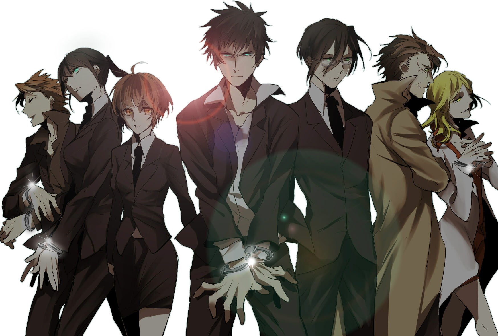 white background, well-dressed, business, group of people, people, males, standing, Psycho-Pass, suit, indoors, medium group of people, women, group, arts culture and entertainment, HD Wallpaper