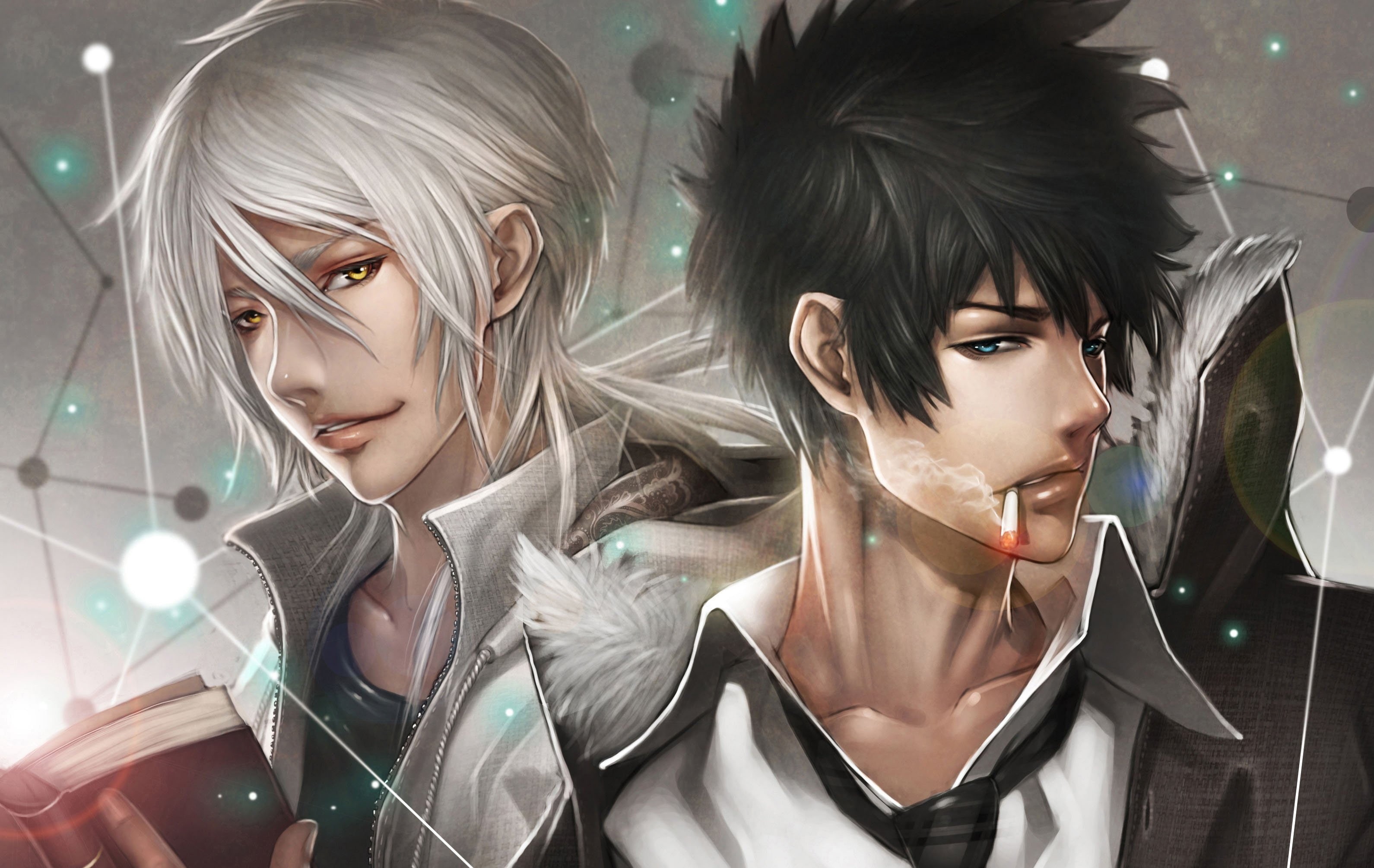 2K, guys, psycho-pass, book, kougami, makishima, cigarette, smoke, shinya, shougo, HD Wallpaper