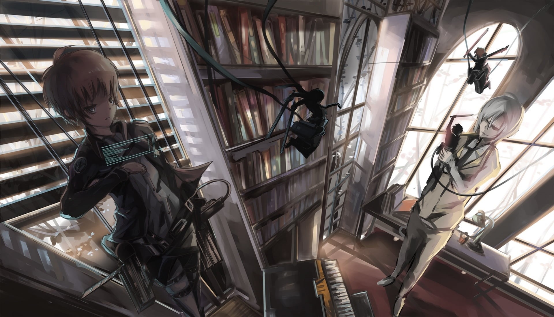 childhood, anime, two people, low angle view, casual clothing, shingeki no kyojin, haired, real people, caucasian Ethnicity, businesswoman, lifestyles, HD Wallpaper