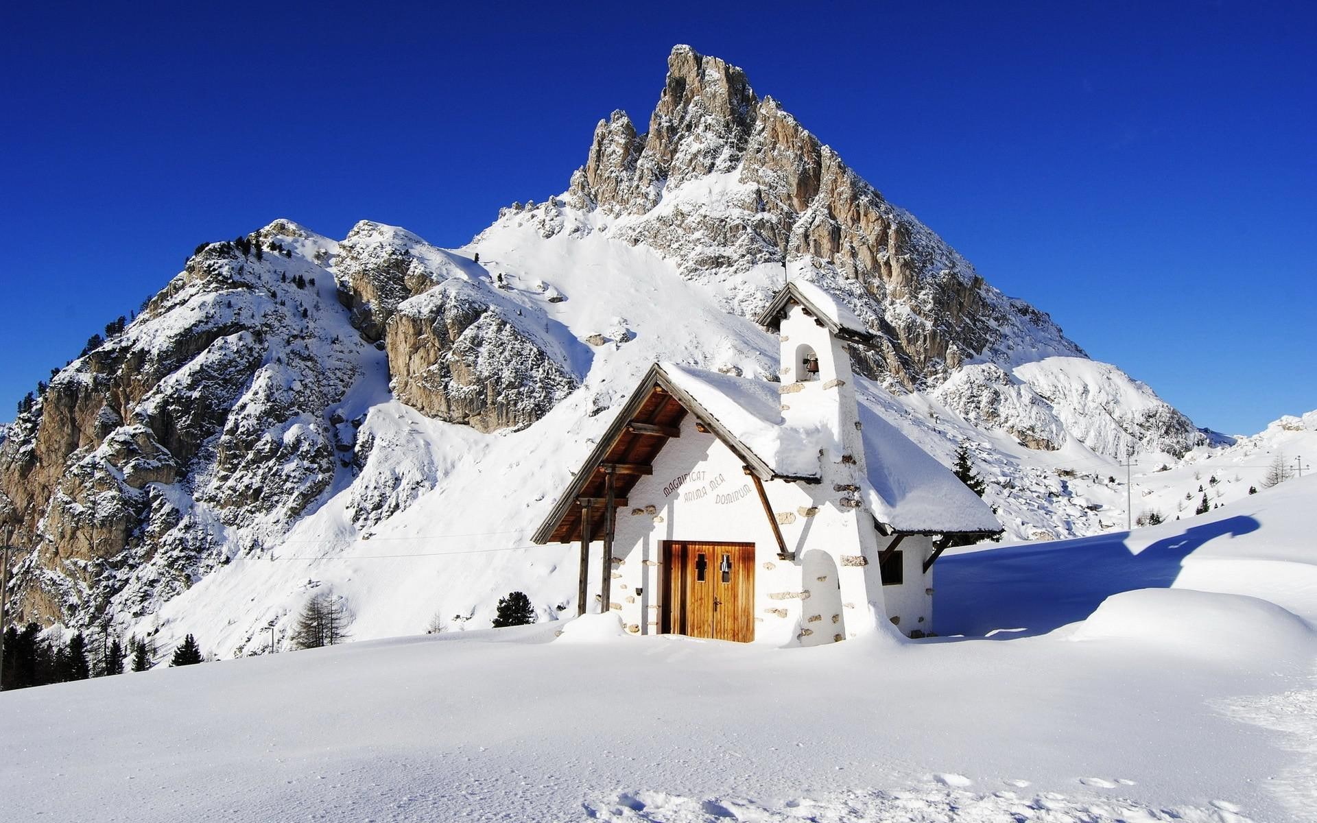 covered, world, italy, falzarego pass, pass, house, europe, snow, concrete, mountain, 1080P, falzarego, 1920x1200, HD Wallpaper