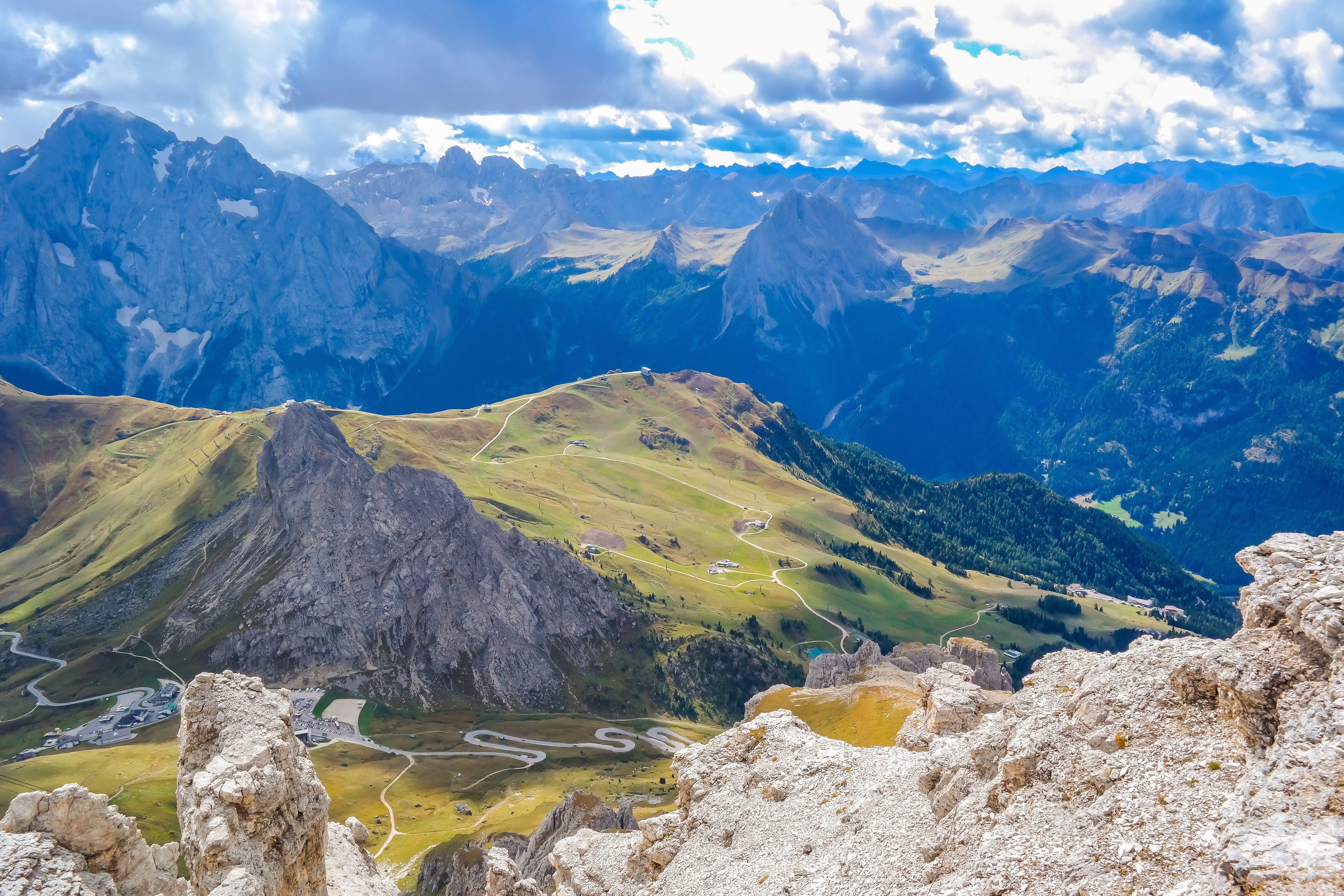 dolomites, sky, idyllic, non-urban scene, beauty in nature, 5K, outdoors, mountains, no people, geology, scenics - nature, landscape, sella, snowcapped mountain, HD Wallpaper