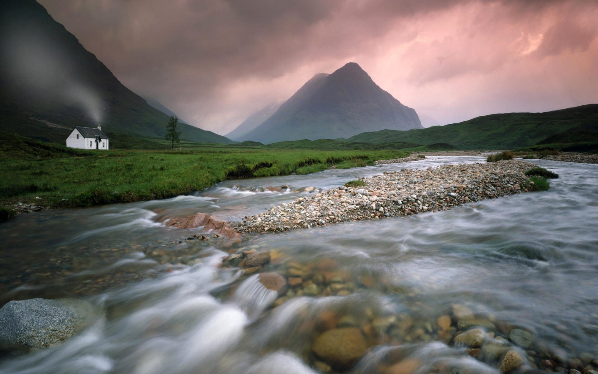 background, sisters, coe, desktop, scotland, glencoe, three, hd, nam, bian, river, 1080P, valley, bidean, HD Wallpaper