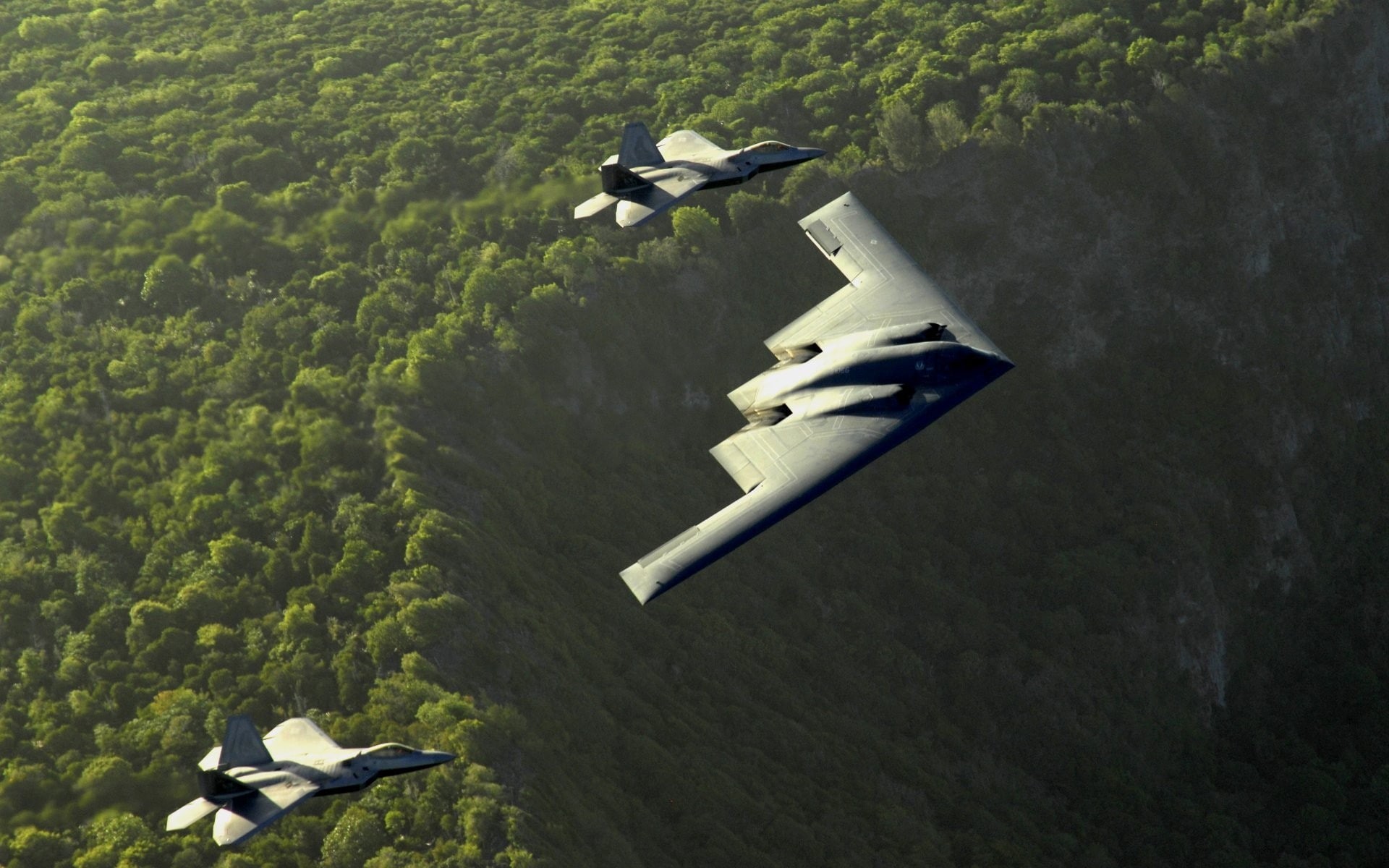 1080P, aircraft, Northrop Grumman B-2 Spirit, F-22 Raptor, HD Wallpaper