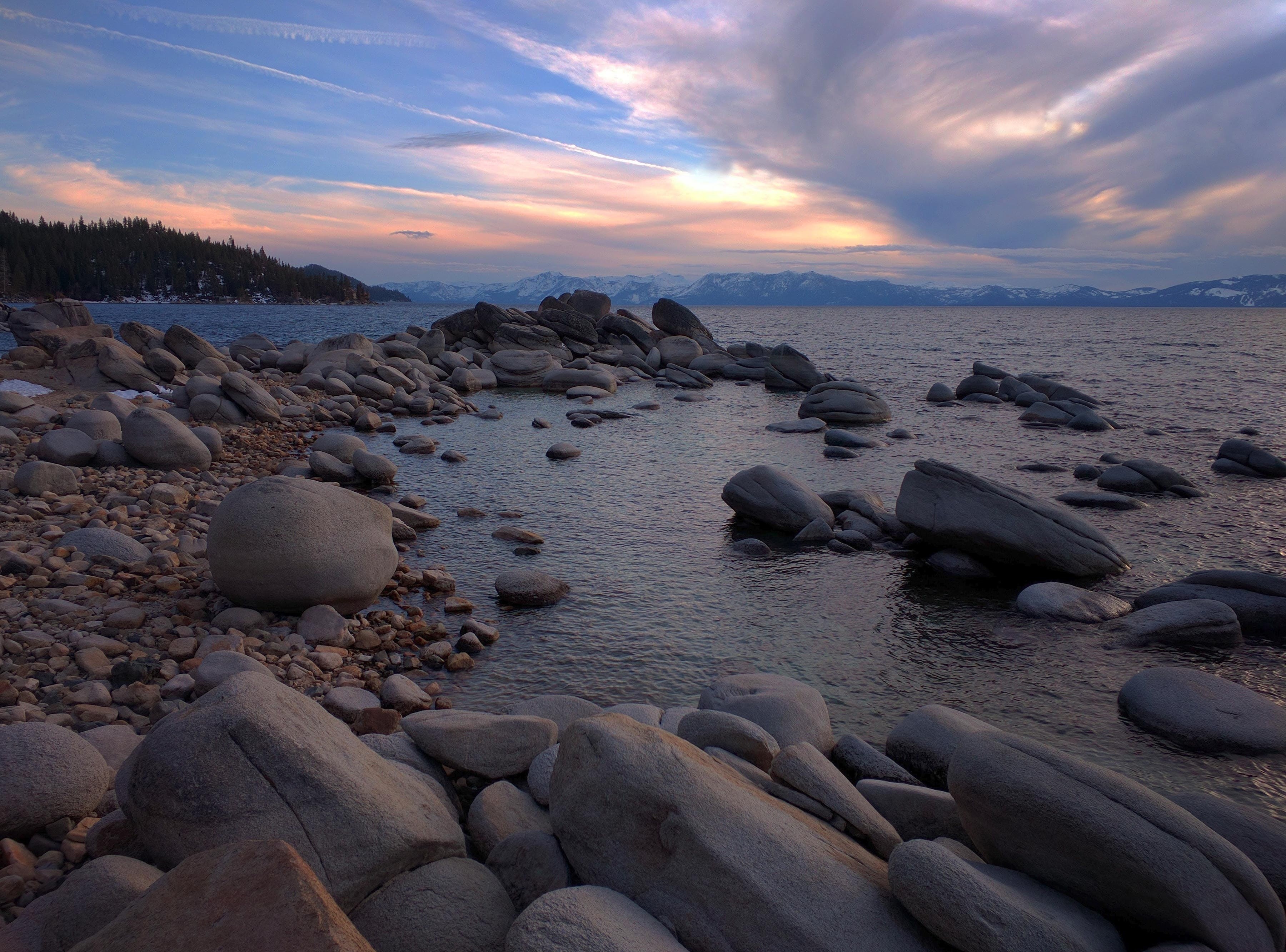seashore, outdoors, beauty in nature, 2K, land, pebble, majestic, california, rock - object, time, boulders, multi-colored, environment, large, solid, HD Wallpaper
