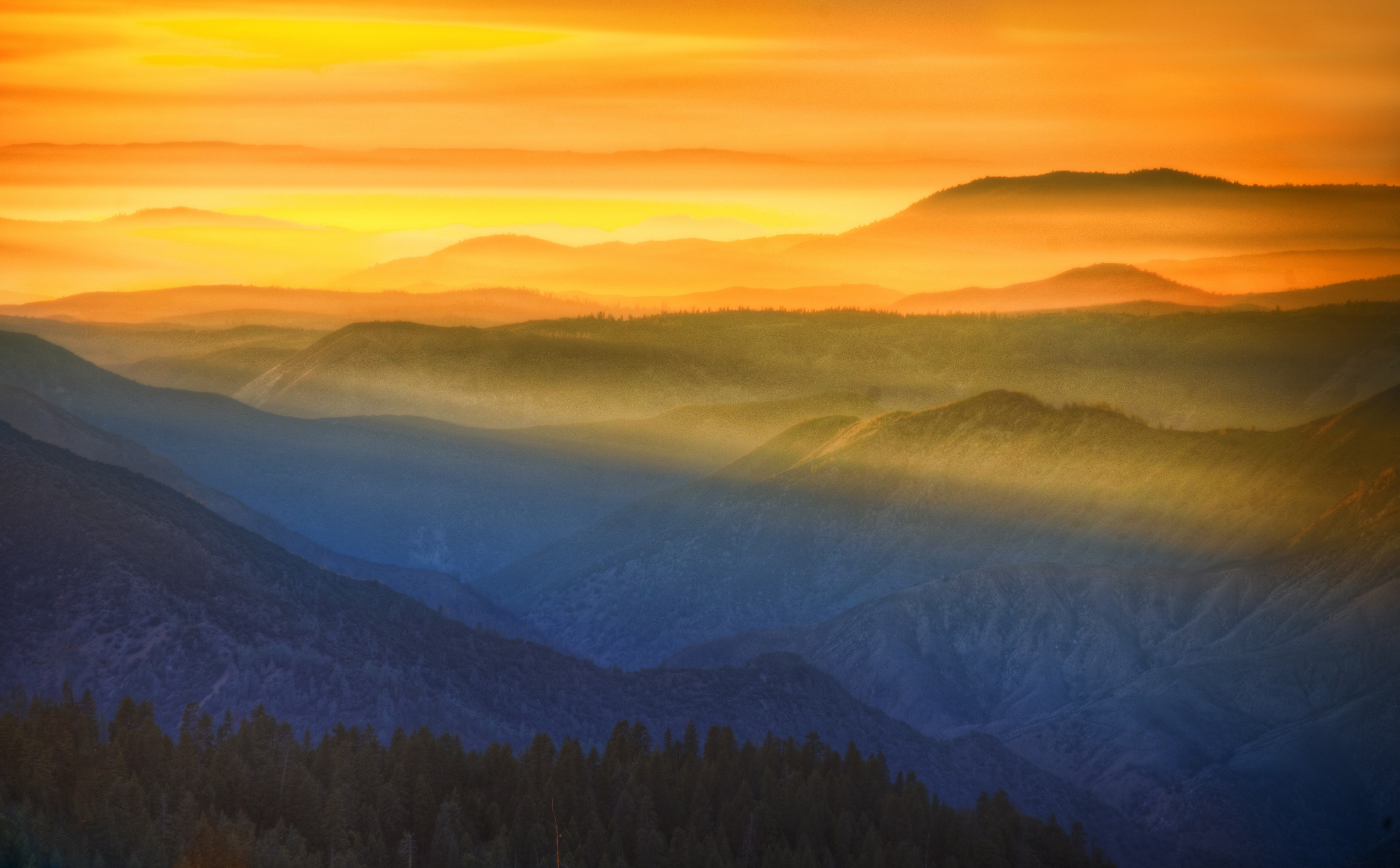 no people, mountain, landscape, nevada, SierraNevada, December, sky, Orange, imaging, California, Coast, Mist, Yosemite, forest, sierra, madera, beauty in nature, HD Wallpaper
