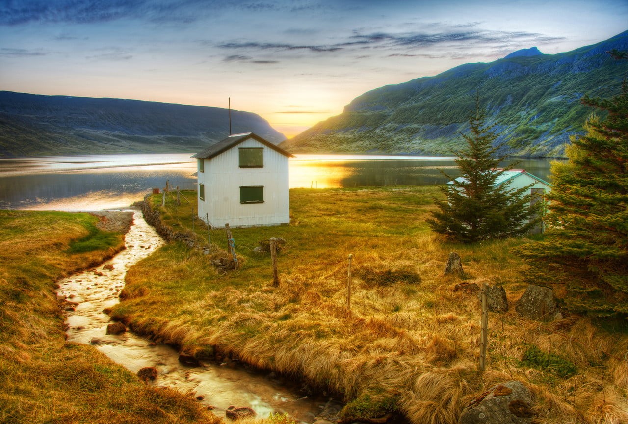 hdr, customs, peninsula, lonely  alone, beside, ocean, lake, wild, river, software, hill, nature, fence, 720P, quiet, water, natural, mountain range, tree, HD Wallpaper